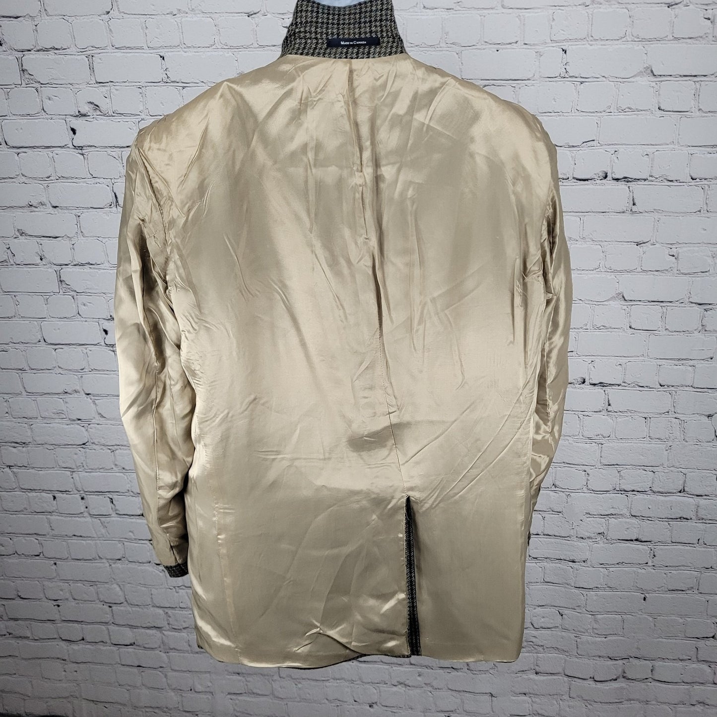 Chaps Ralph Lauren Brown & Blue 100% Wool Houndstooth Blazer Sport Coat Size 46