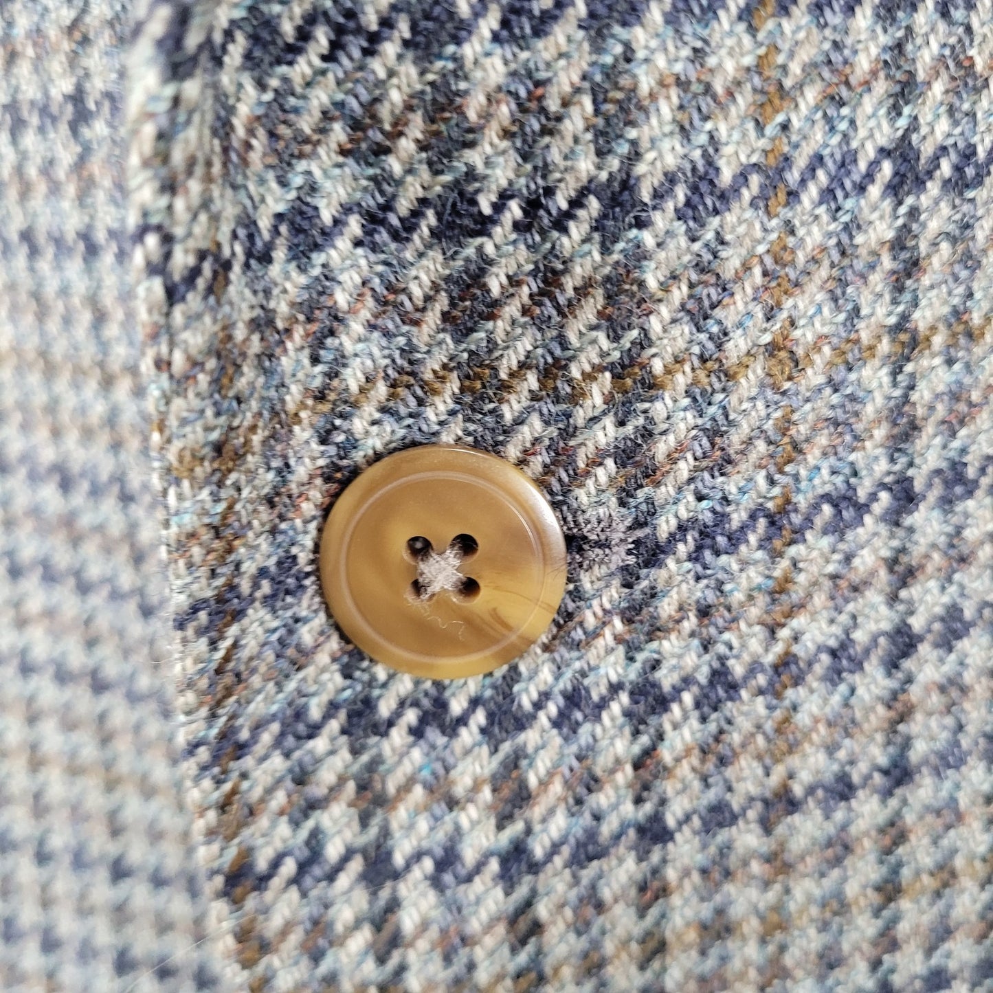 Chaps Ralph Lauren Brown & Blue 100% Wool Houndstooth Blazer Sport Coat Size 46