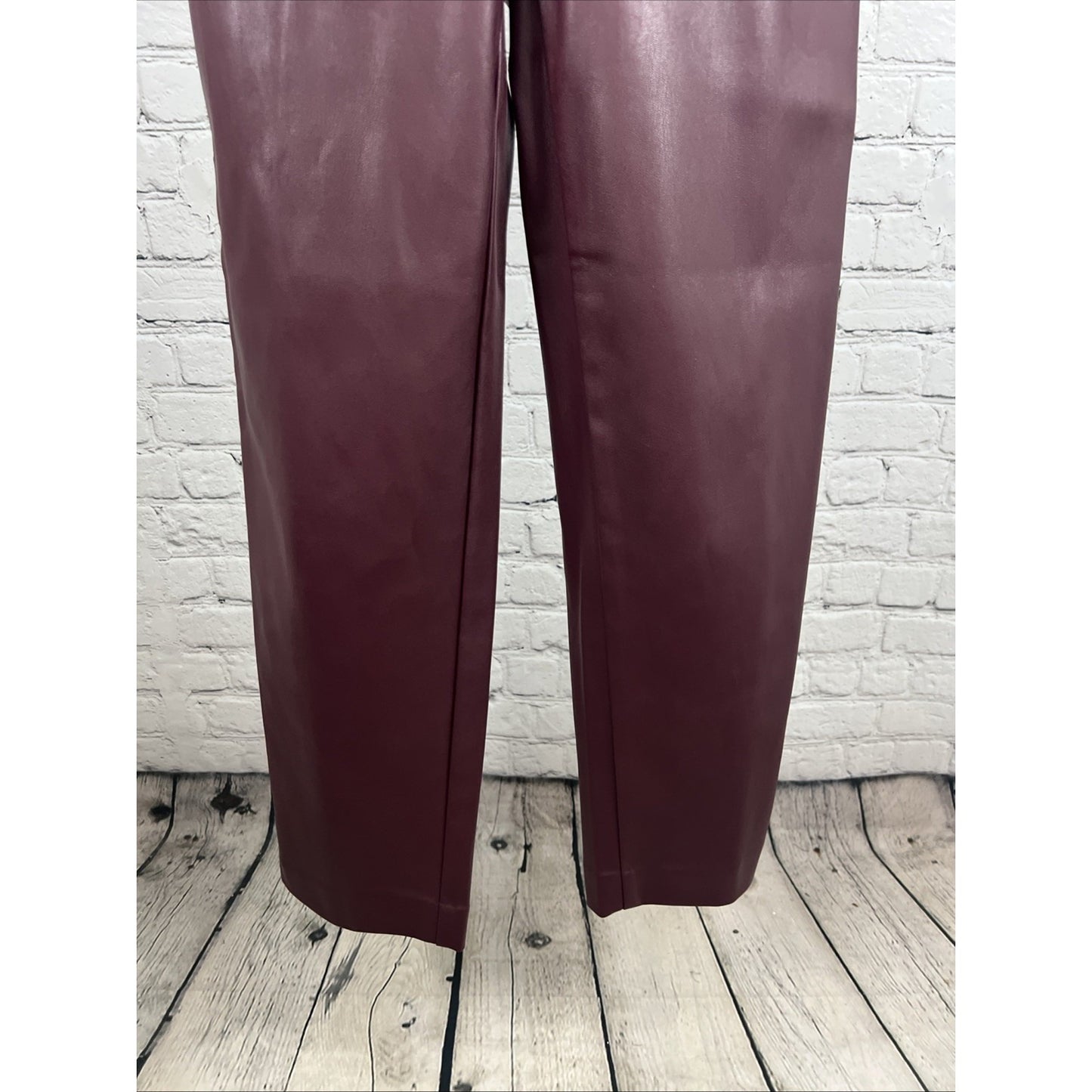 Ann Taylor Purple Faux Leather Pants High Rise Tapered Leg Size 2