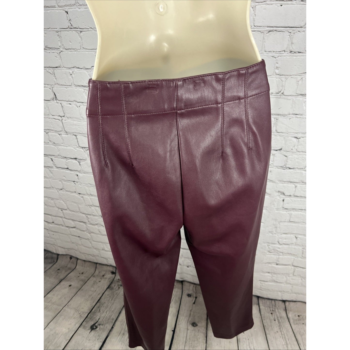 Ann Taylor Purple Faux Leather Pants High Rise Tapered Leg Size 2