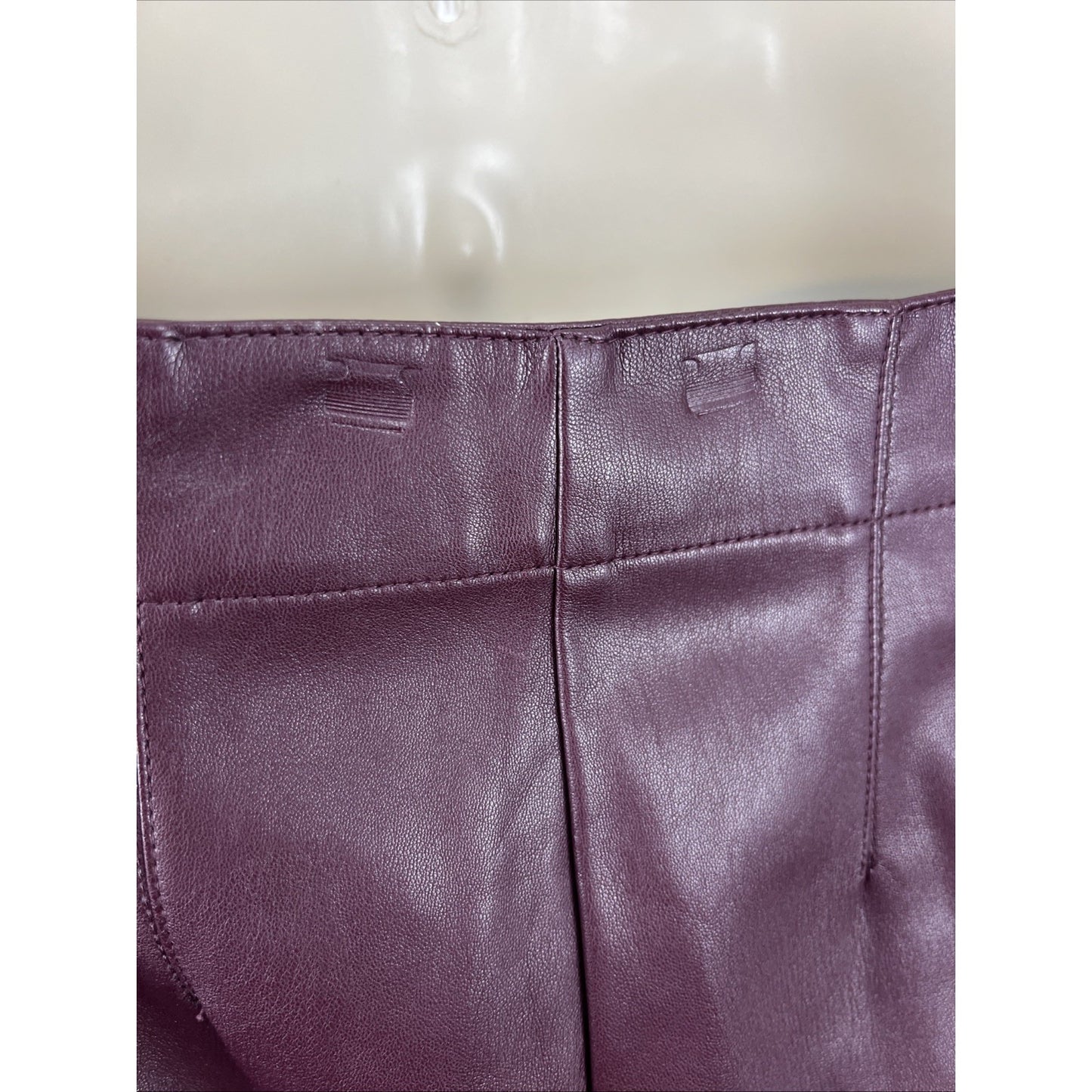 Ann Taylor Purple Faux Leather Pants High Rise Tapered Leg Size 2