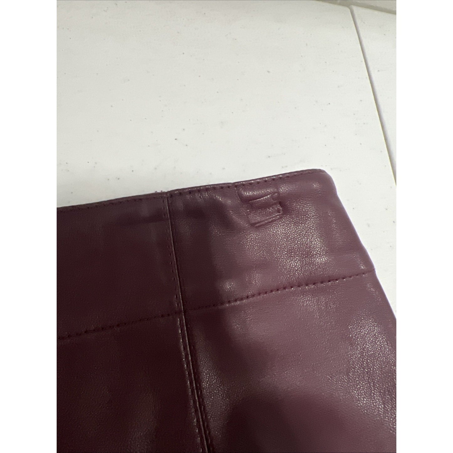 Ann Taylor Purple Faux Leather Pants High Rise Tapered Leg Size 2