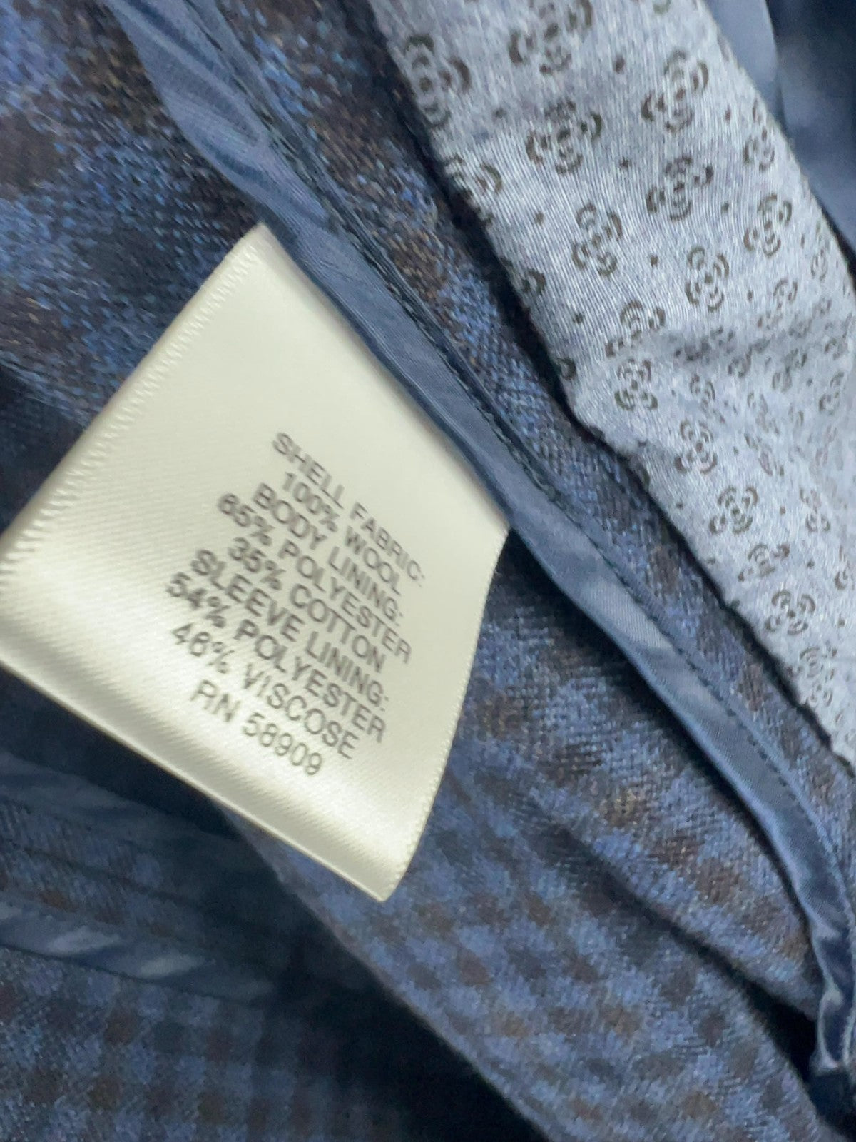 Cremieux Classics Blue Brown Gingham 100% Wool Elbow Patch Sport Coat XXL