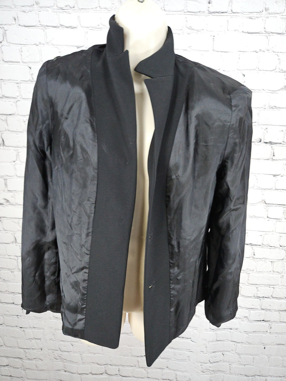 VTG Ann Taylor Black Triacetate 3 Button Notch Collar Lined Blazer 8