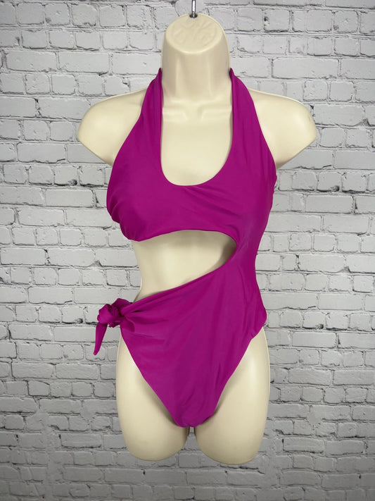 Atalantia Magenta Halter Cutout Side Tie One Piece Monokini Swimsuit L