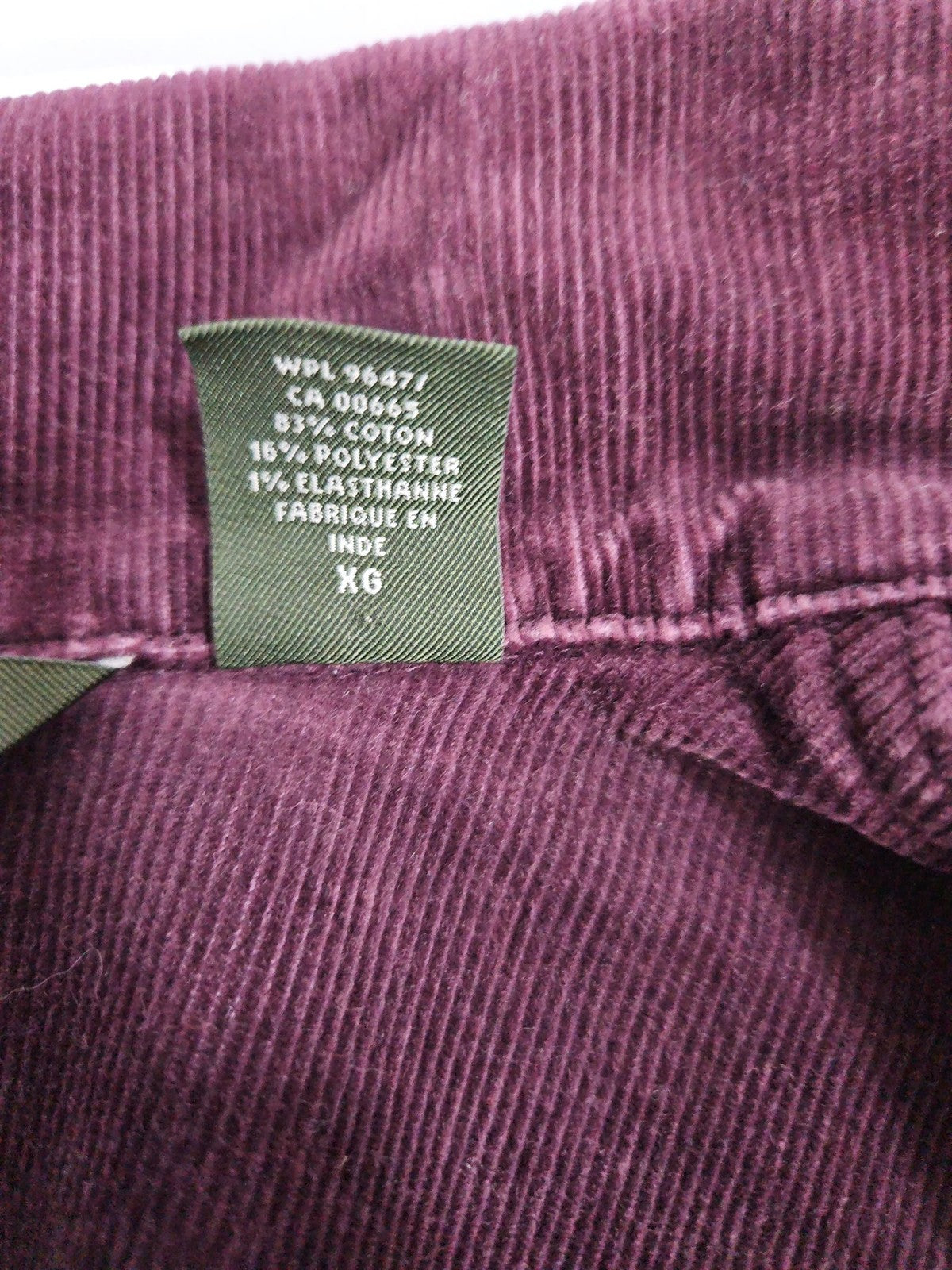 Eddie Bauer Plum Purple Corduroy Cargo Pocket Snap Front Jacket Women's XL