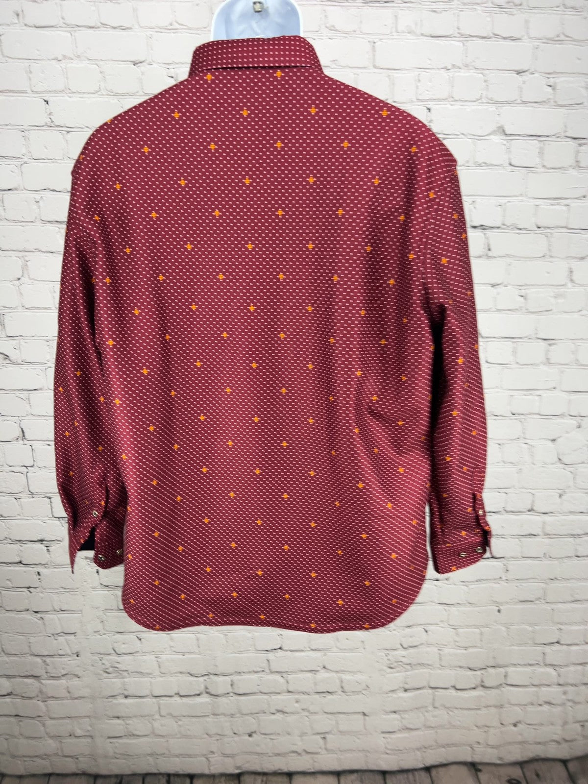 Fleecey Jully's Burgundy Polka Dot Crown Fleece Lined Button Up Shirt L