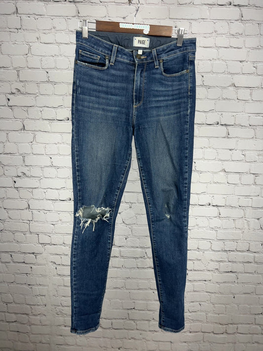 Paige Hoxton Ultra Skinny Distressed Medium Wash Women's Jeans 27 (29X30.5)
