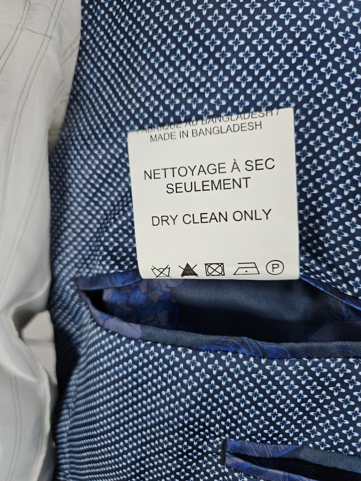 Soul of London Navy Blue 2 Button Notch Floral Lined Blazer Sport Coat 38R