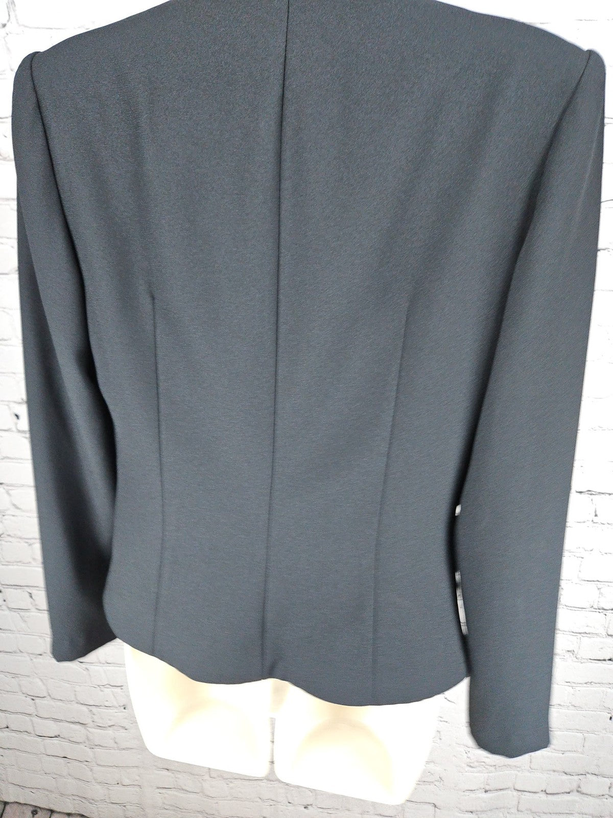 VTG Ever Beauty Black Collarless V Neck Rhinestone Button Women's Jacket 4