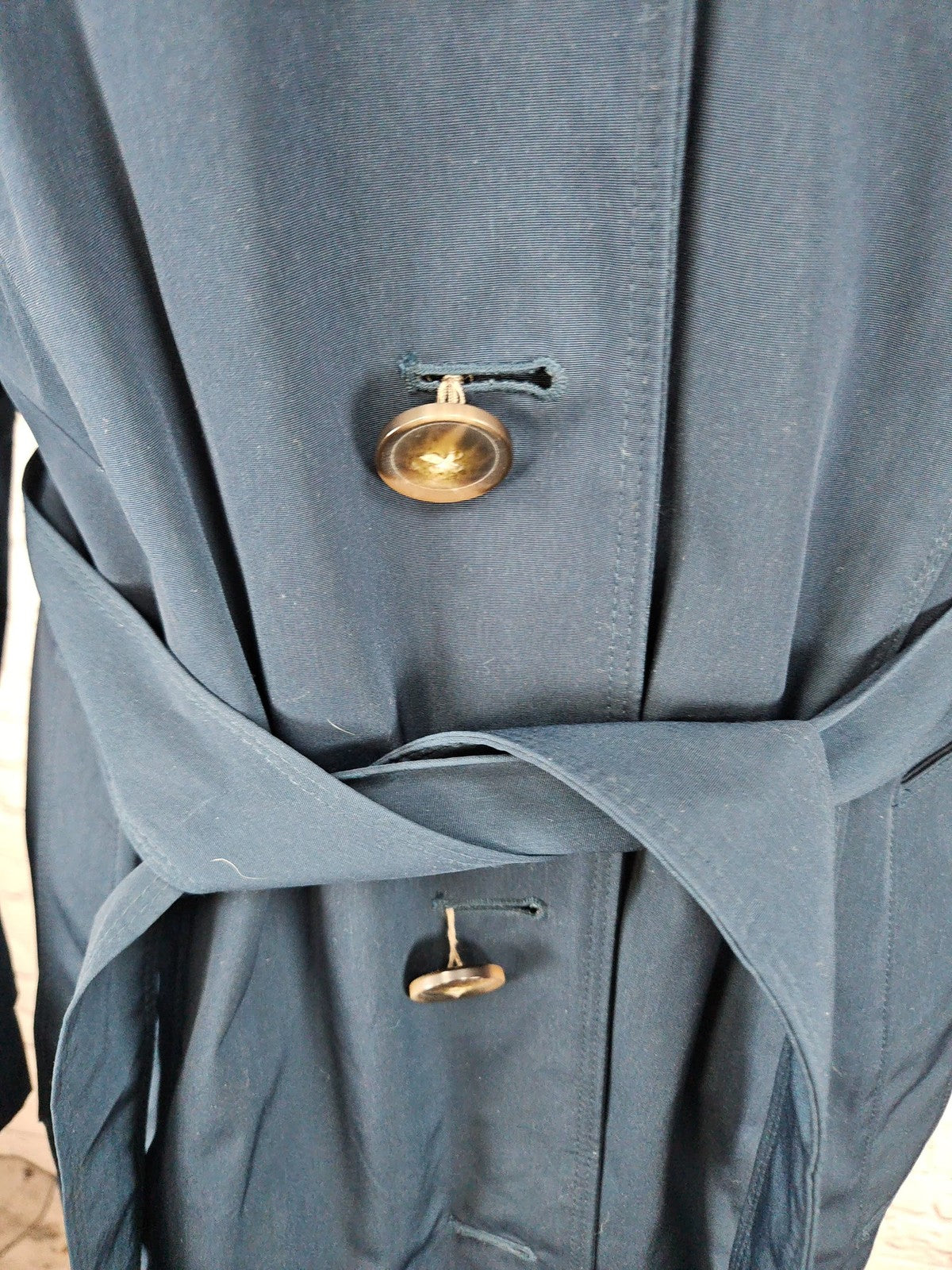 London Fog Dark Teal Hooded Belted Lined Trench Rain Coat Women's L