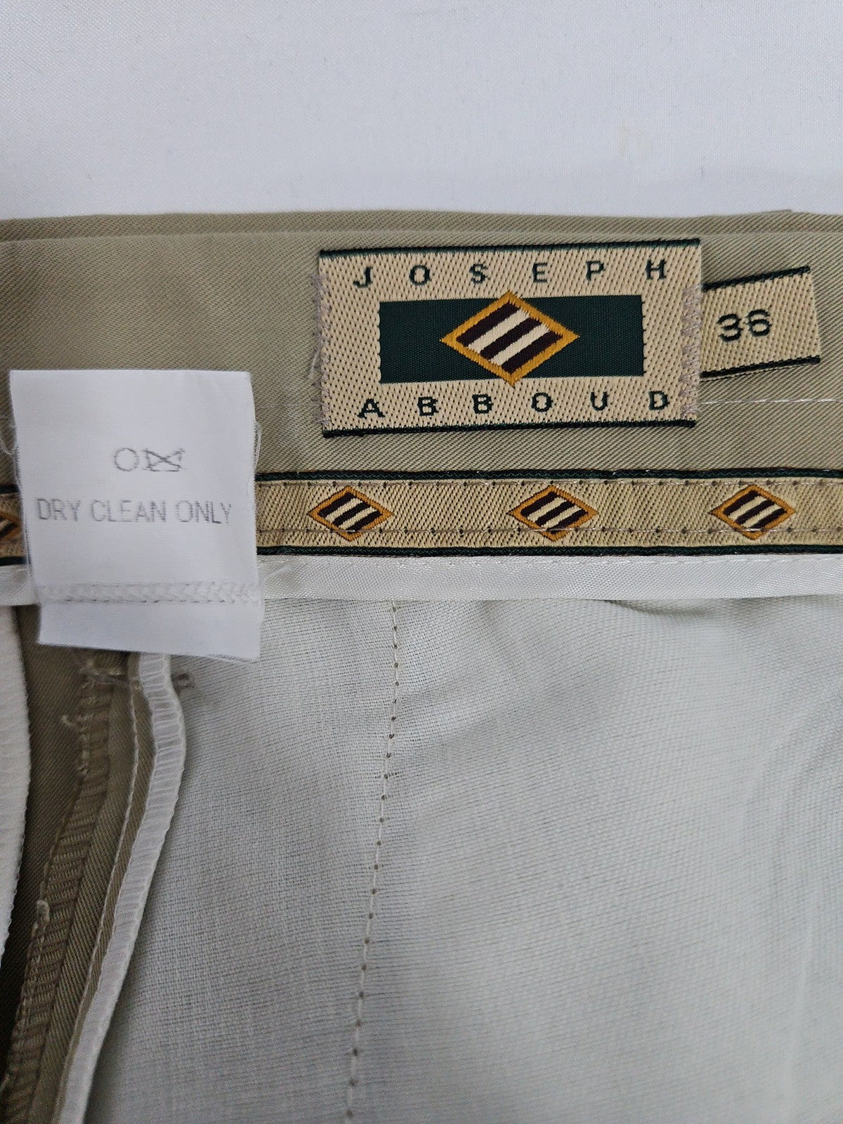 VTG Joseph Abboud Khaki Pleated Rayon Blend Dress Pants Men's 36 (35X30.5)