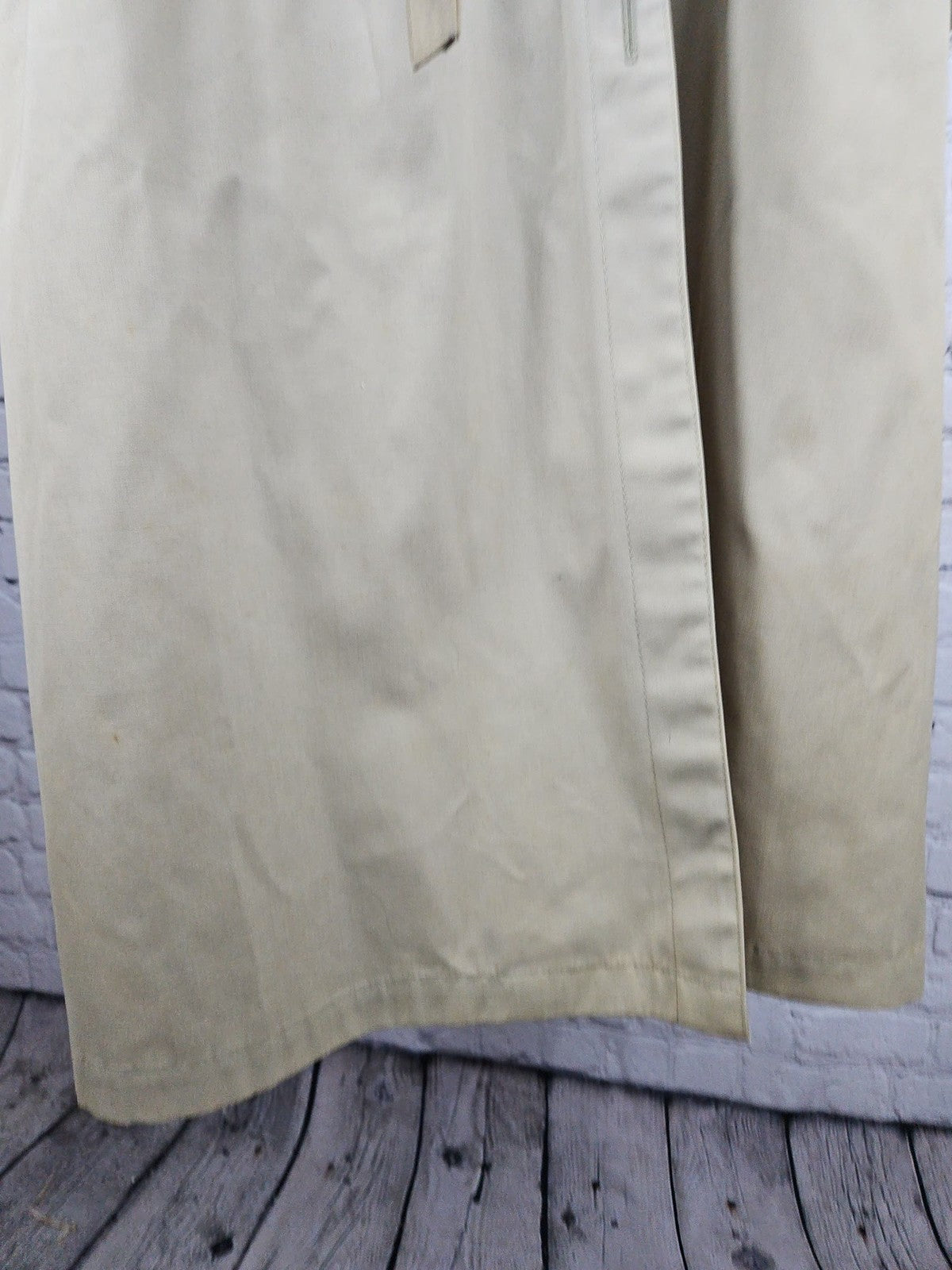VTG London Fog Maincoats Khaki Hooded Belted Long Trench Raincoat Women's 12