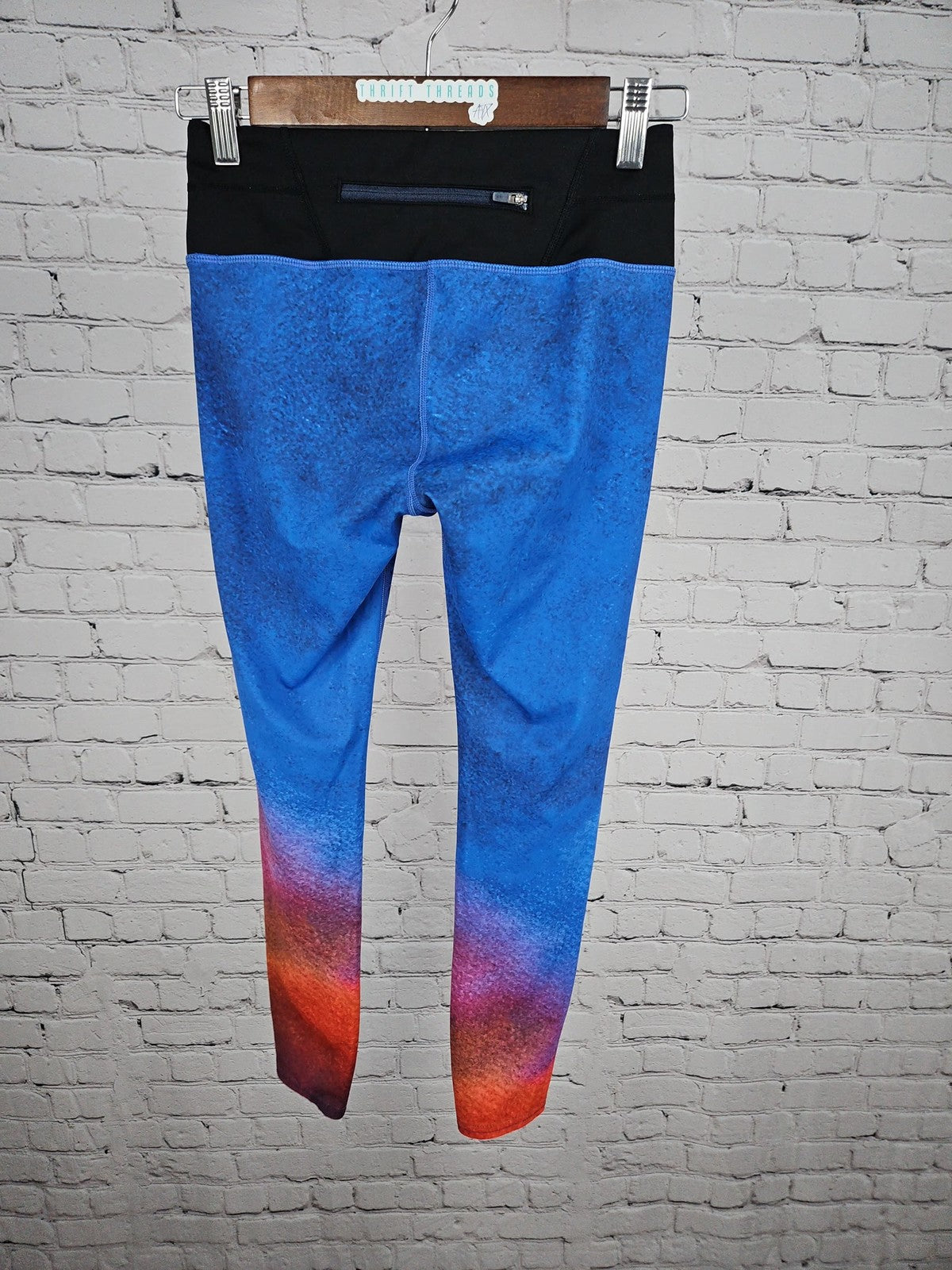 Athleta Blue Red Ombre Zip Pocket Running Leggings Women's XS