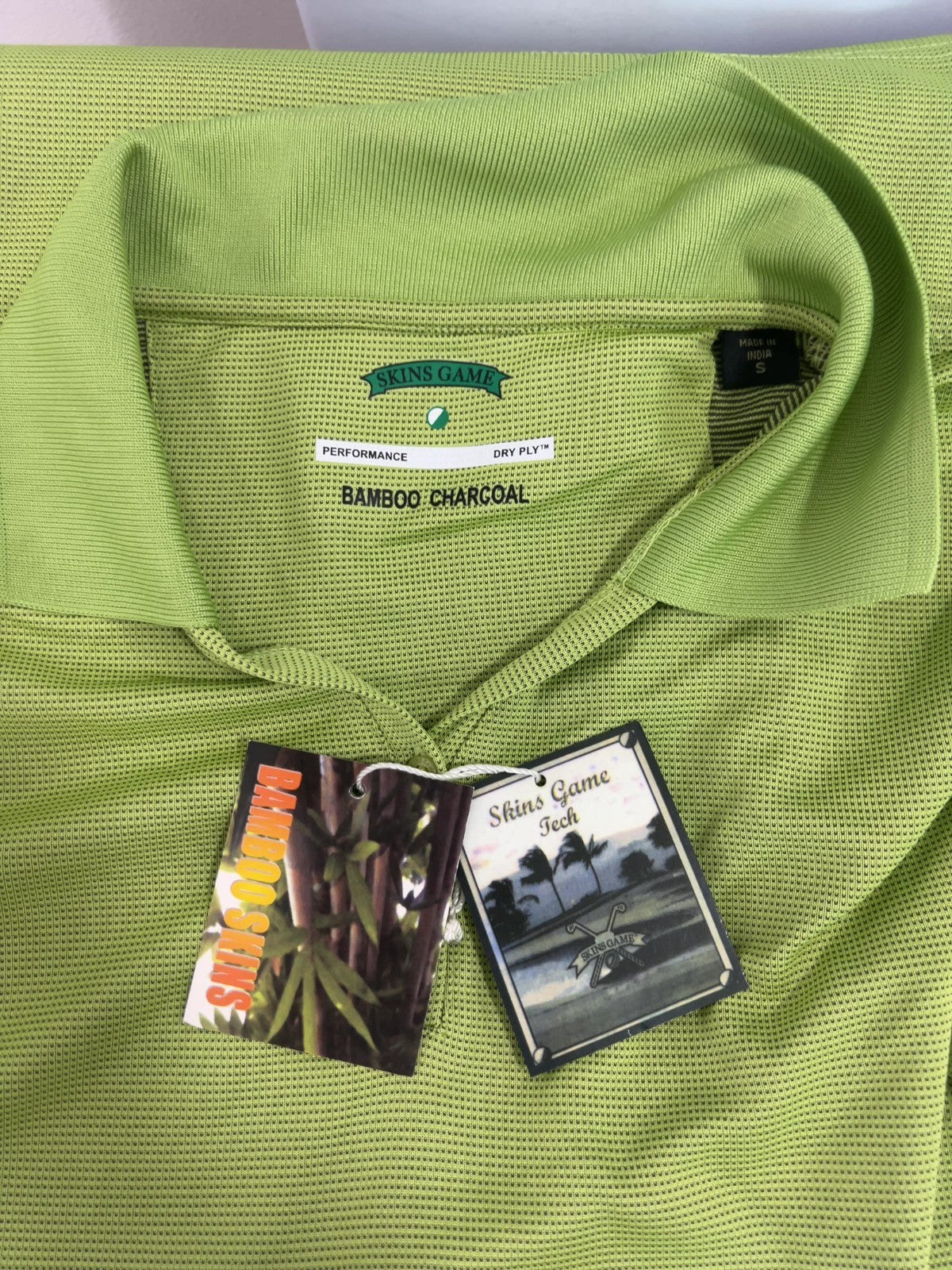 Skins Game Women Green Apple Bamboo Charcoal Dry Ply Performance Golf Polo Shirt