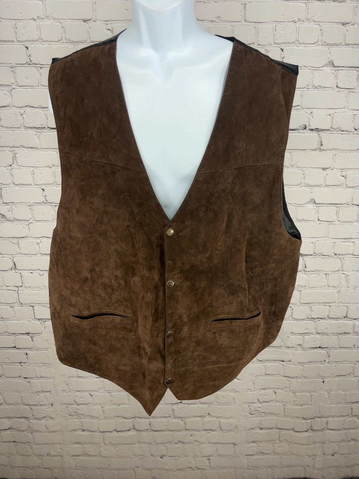 Scully Brown Suede Leather Snap Front Western Vest Satin Back Men's 3X