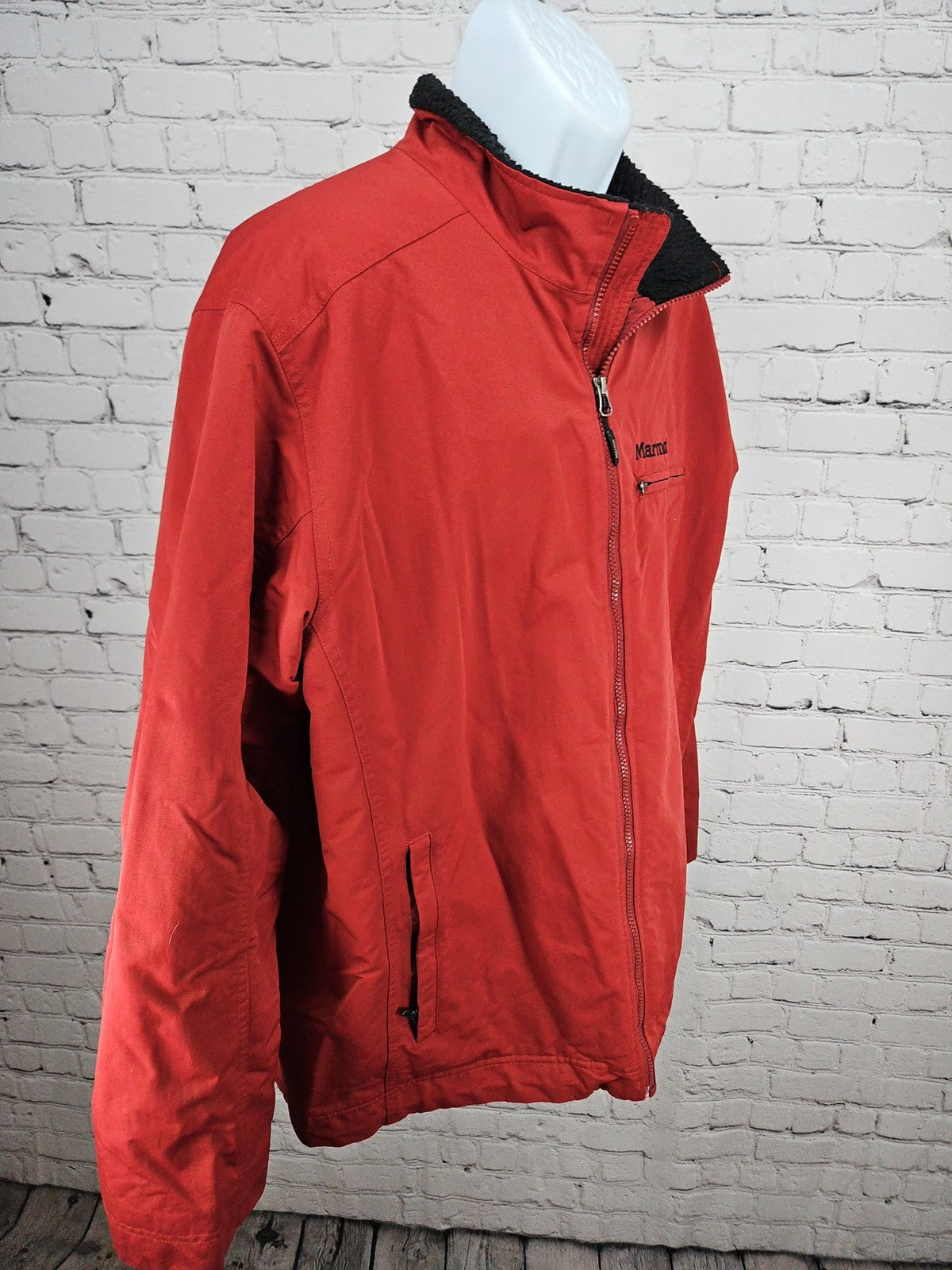 Marmot Red Nylon Sherpa Fleece Lined Insulated Full Zip Jacket Men's XL