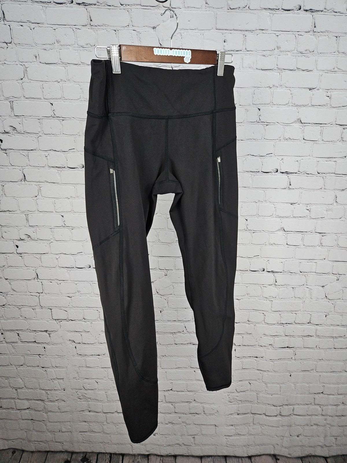 Athleta Rainier Tight Black Zip Pocket Running Leggings Women's L
