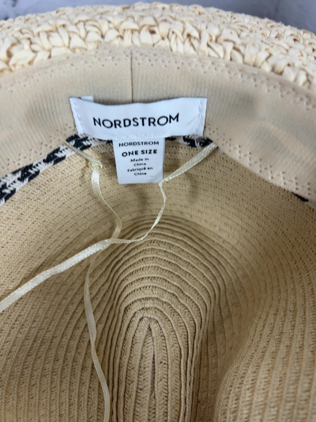 Nordstrom Woven Straw Houndstooth Band Fedora Hat One Size