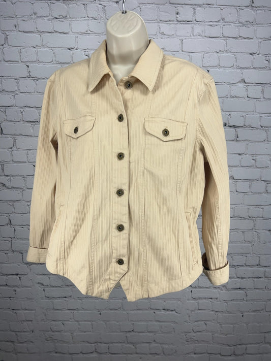 Coldwater Creek Beige Ribbed Stretch Cotton Trucker Jacket Women's 16