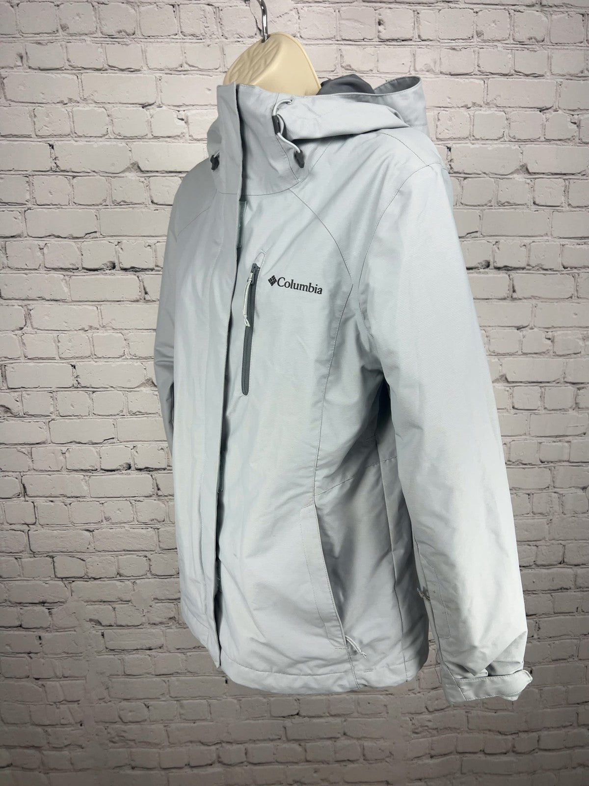 Columbia Interchange Light Gray Omni-Tech Hooded Shell Jacket Women's S