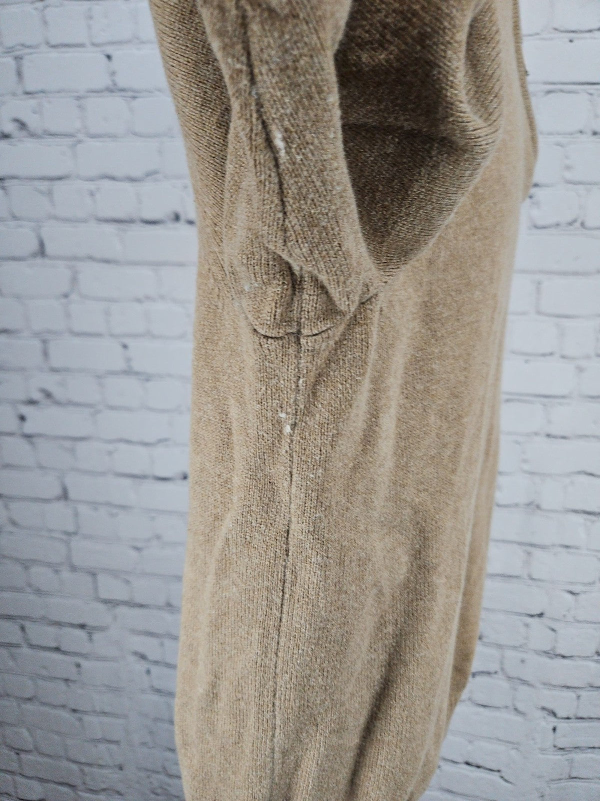 L.L. Bean Tan Cotton Cashmere Blend 1/4 Zip Pullover Men's Sweater M