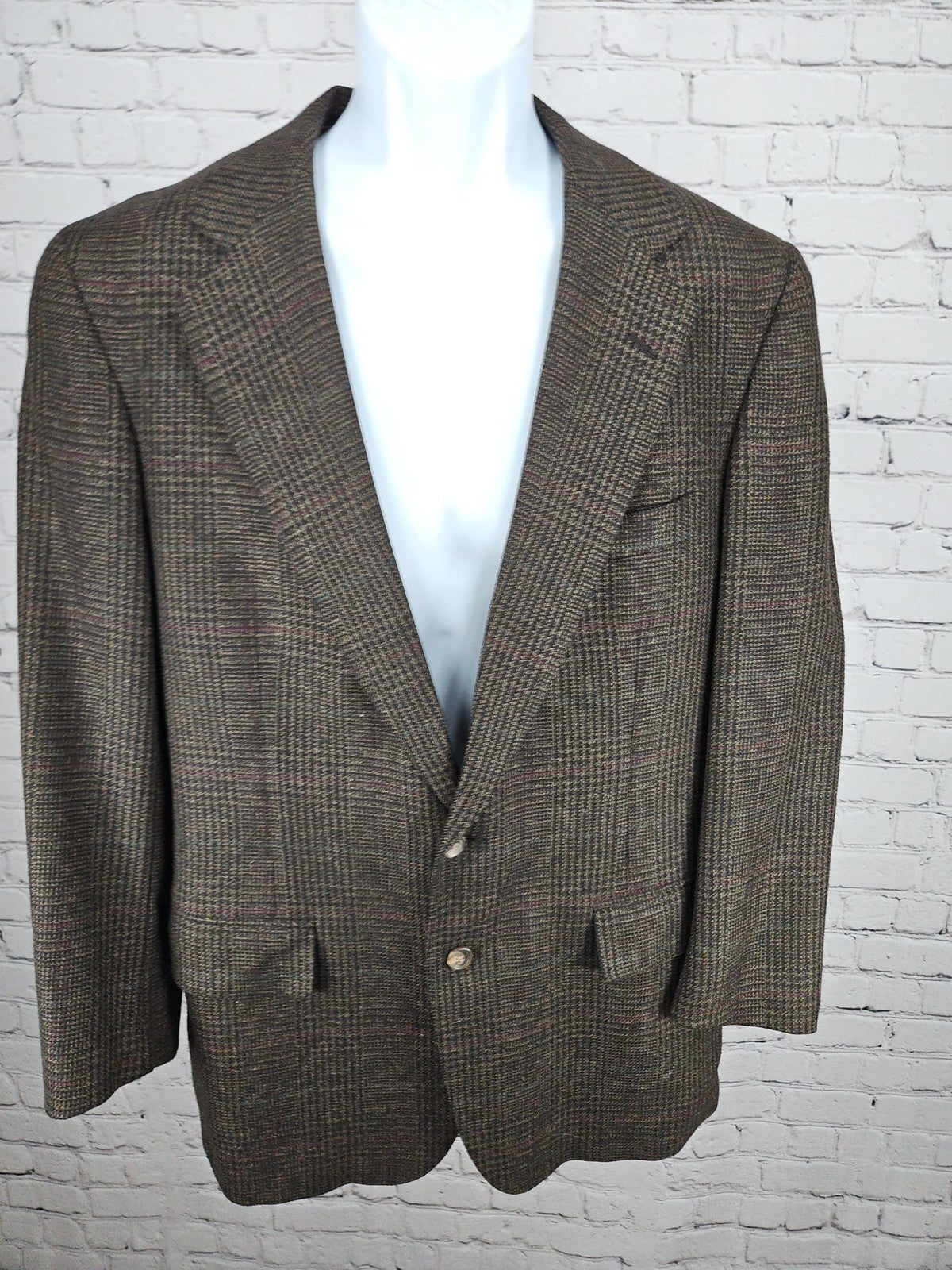 VTG Polo University Club Ralph Lauren Brown Glen Plaid USA Blazer Sport Coat 42R