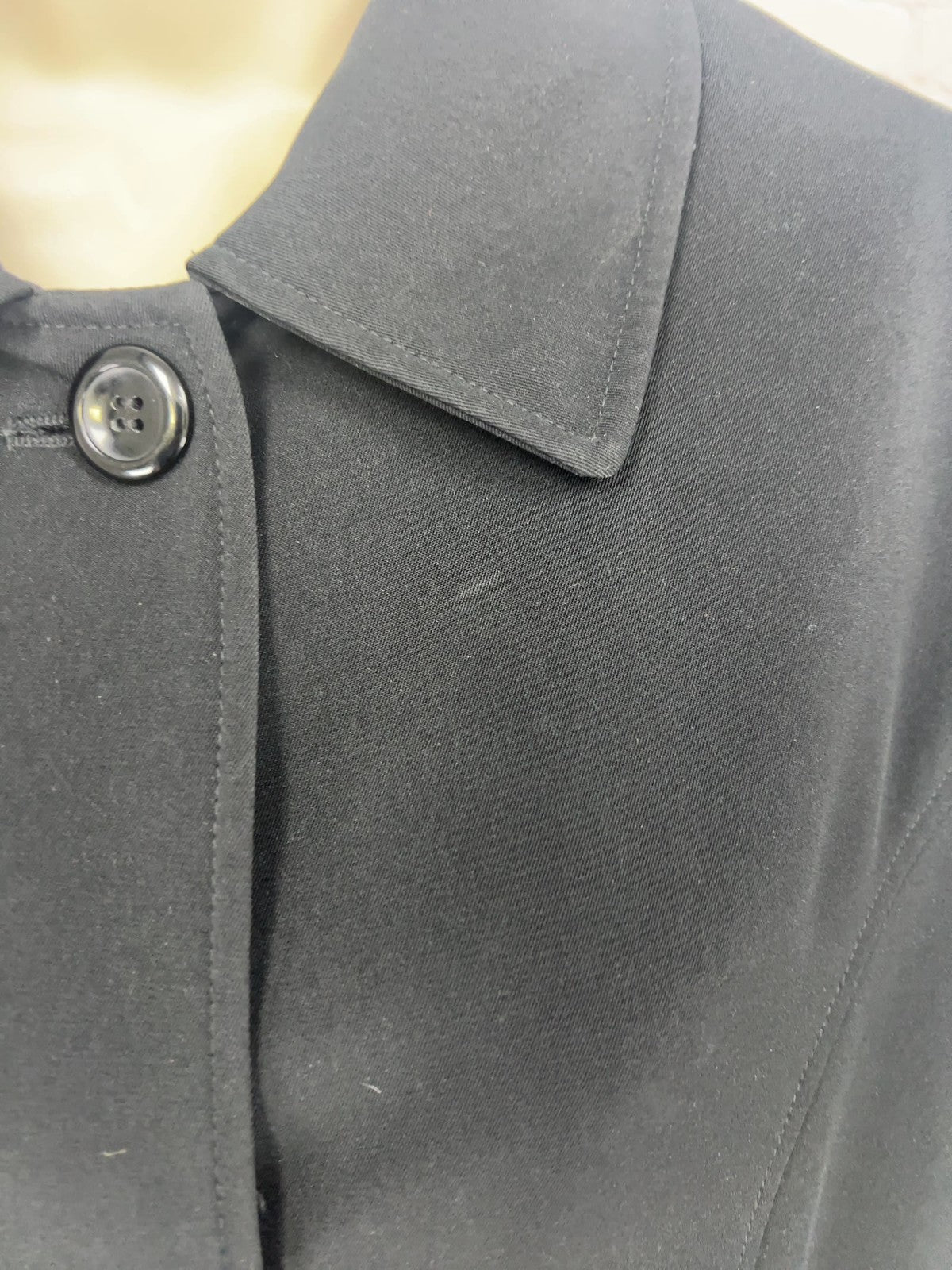 Preston & York Black Button Front Collared Car Coat Trench Jacket 6P