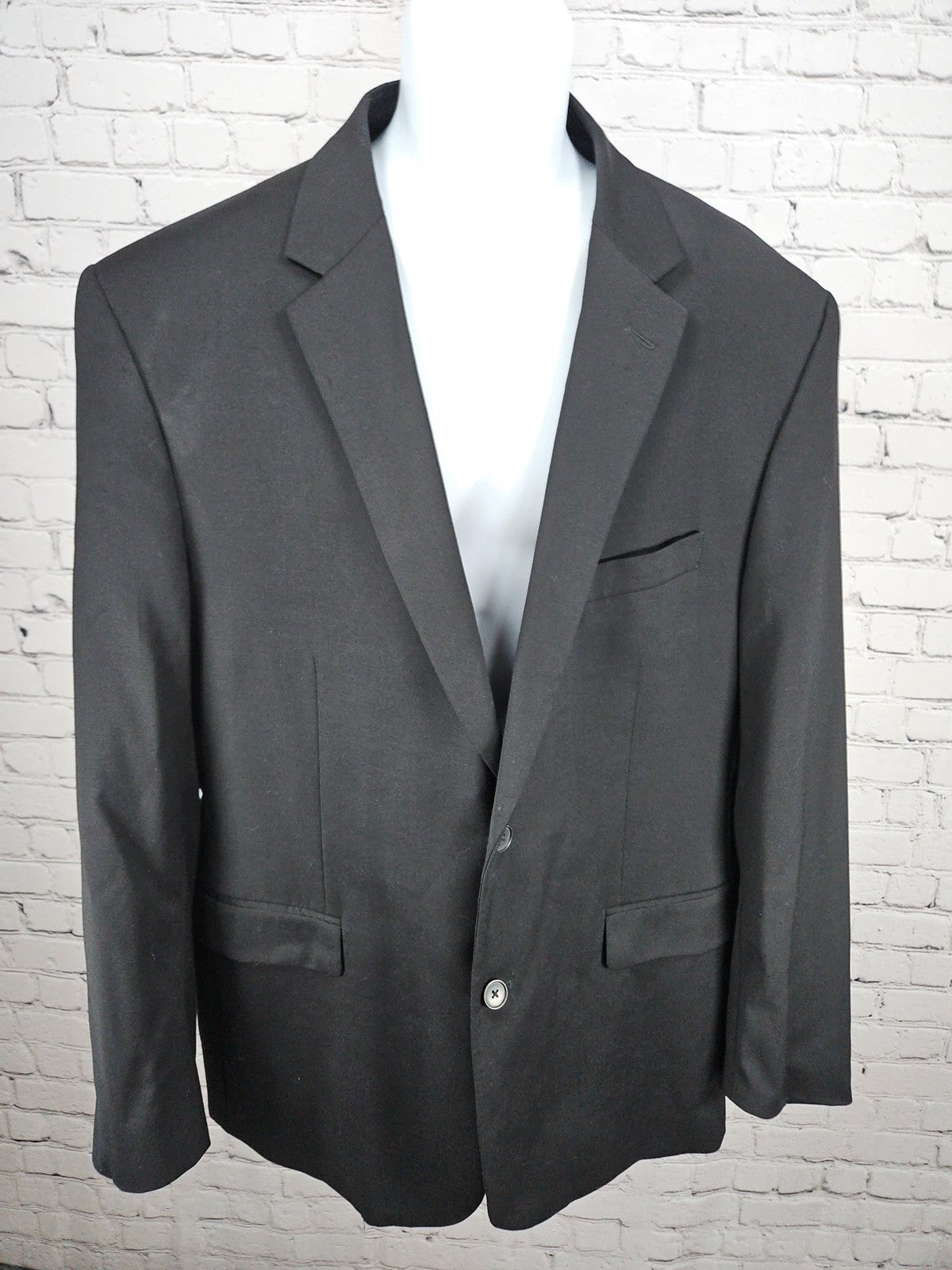 Awearness Kenneth Cole Black Wool Blend Slim 2 Button Blazer Sport Coat 48L