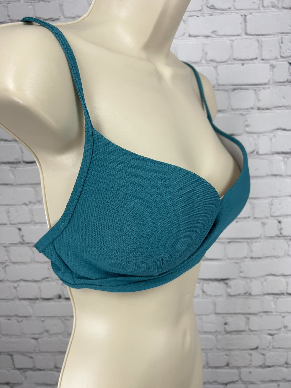 Shade & Shore Teal Textured Wrap Front Lightly Lined Bikini Top Swim Top 34D