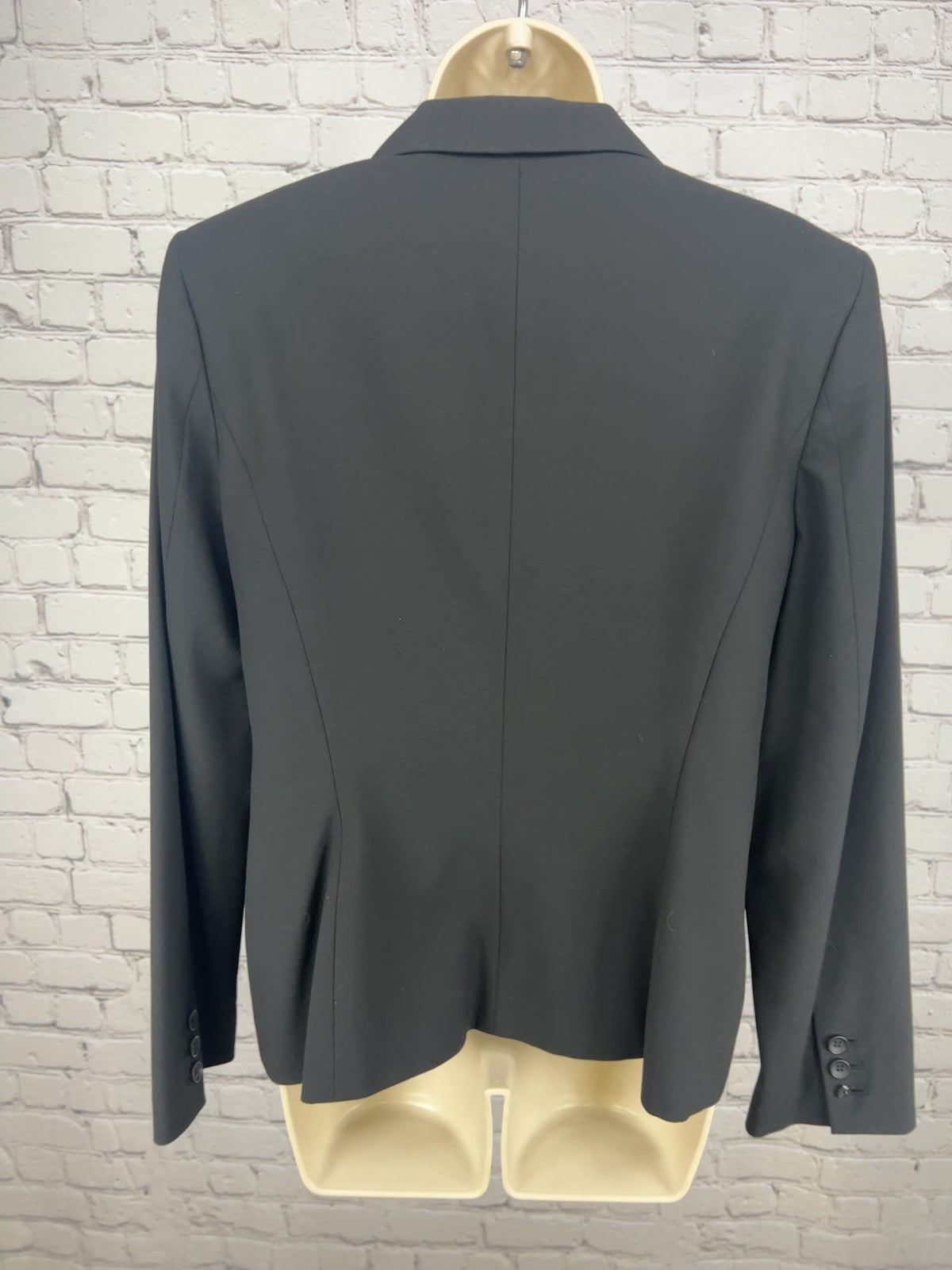 Anne Klein A Line Black Stretch Peak Lapel One Button Lined Blazer Jacket 10