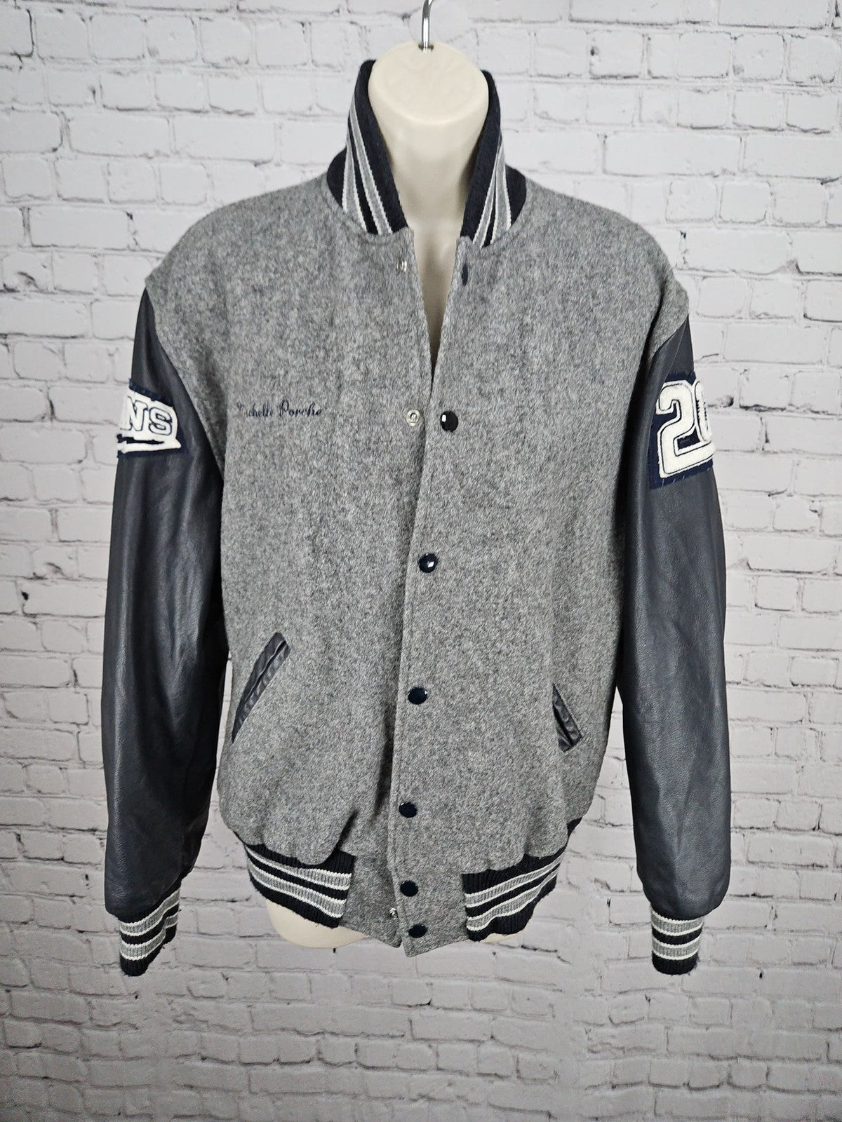Neff Titans 2006 Gray Navy Wool Leather Varsity Letterman Jacket USA M