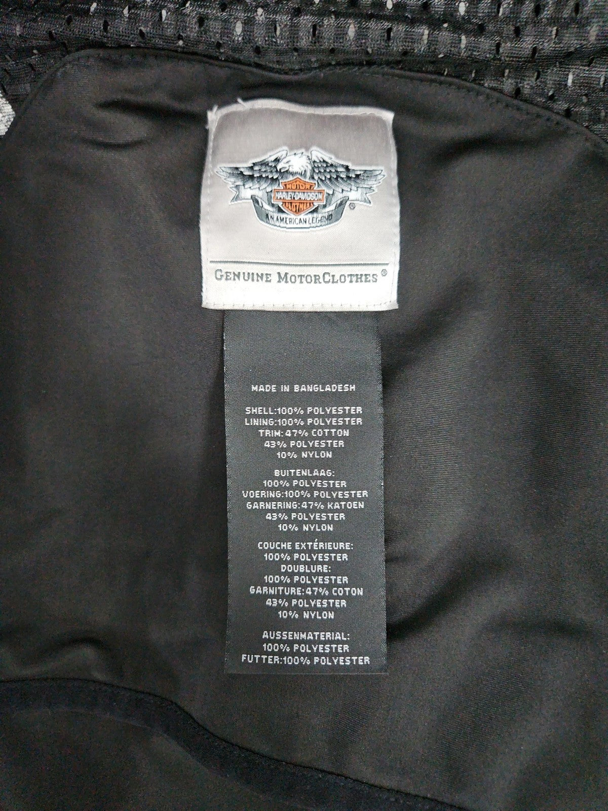 Harley Davidson Black Mesh Reflective Zip Front Moto Riding Jacket Women's M