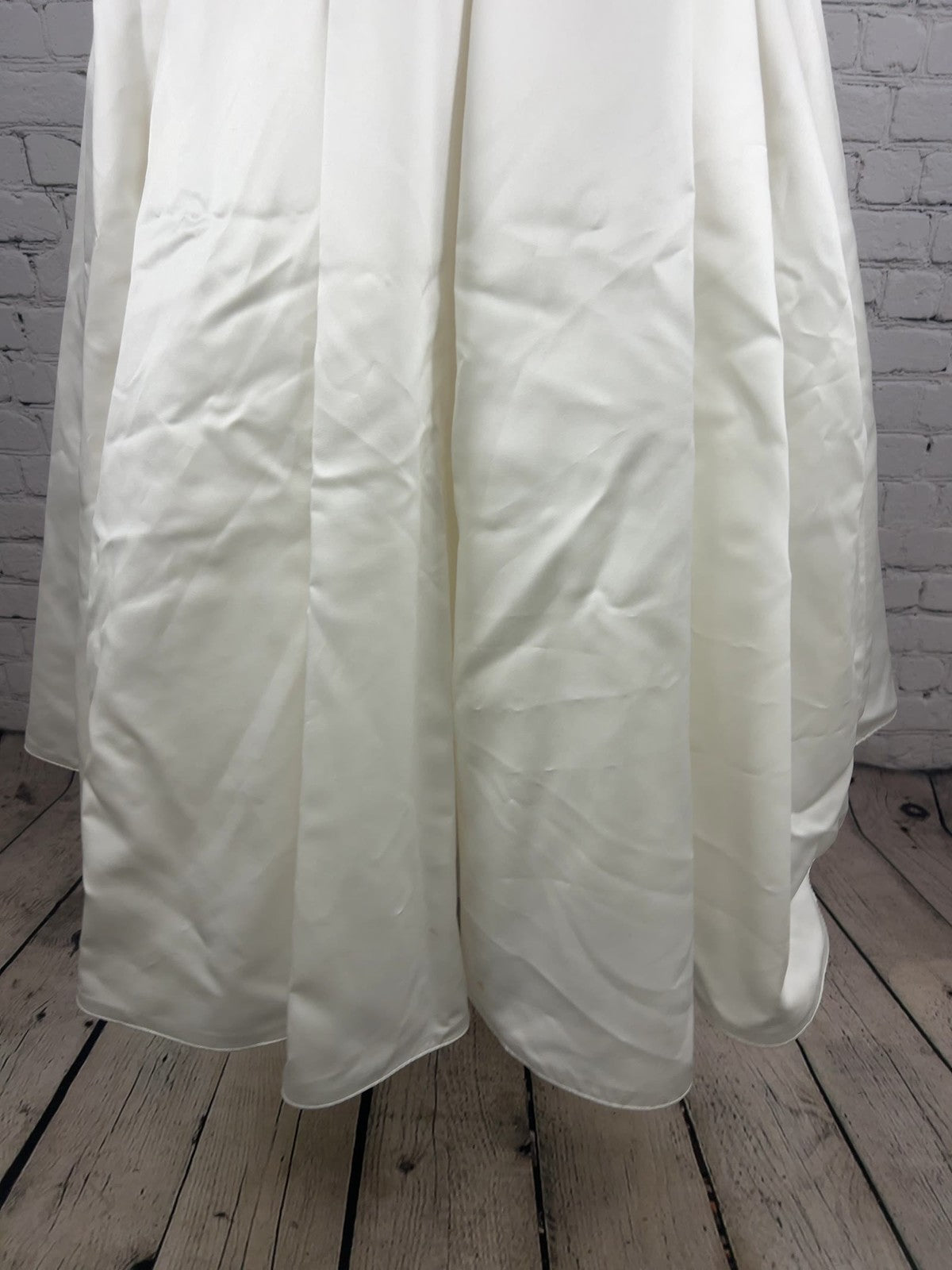 David's Bridal Galina Ivory Satin Strapless Drop Waist Wedding Dress 4