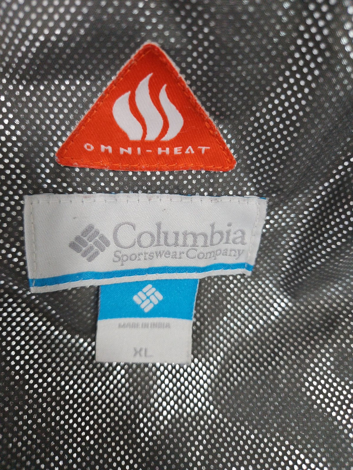 Columbia Omni-Heat Gray Black Colorblock Hooded Puffer Jacket Boys XL