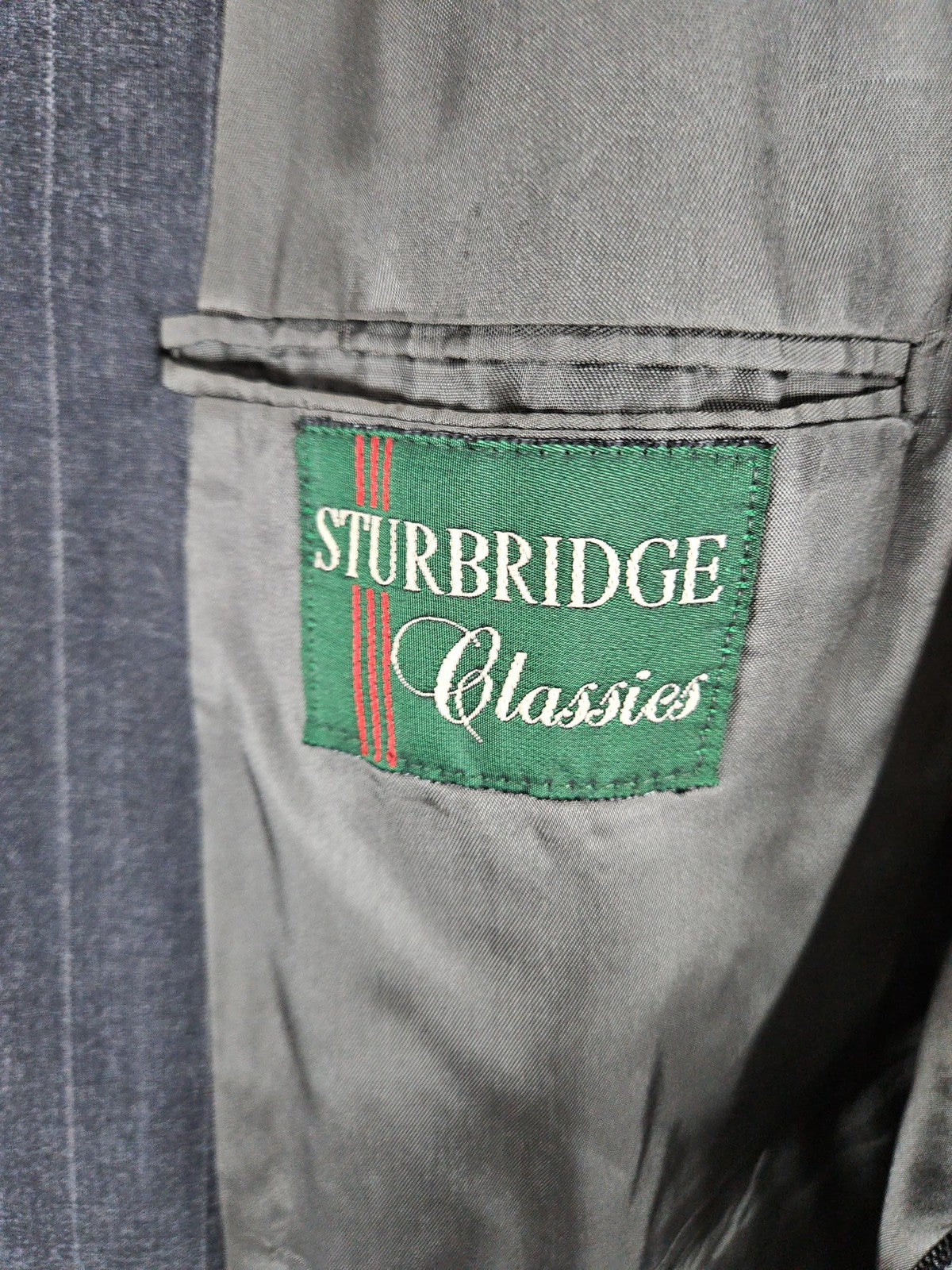 VTG Sturbridge Classics Gray Pinstripe 100% Wool 2 Button Blazer Sport Coat 46L