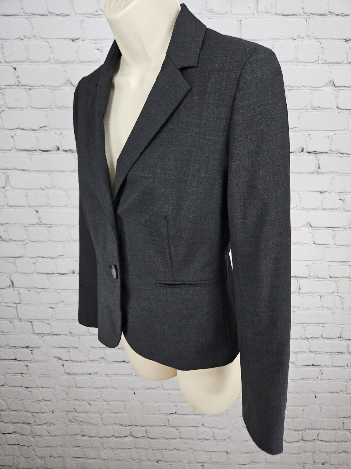 J.Crew Stretch Charcoal Gray Wool Blend 2 Button Notch Lapel Blazer Jacket 0