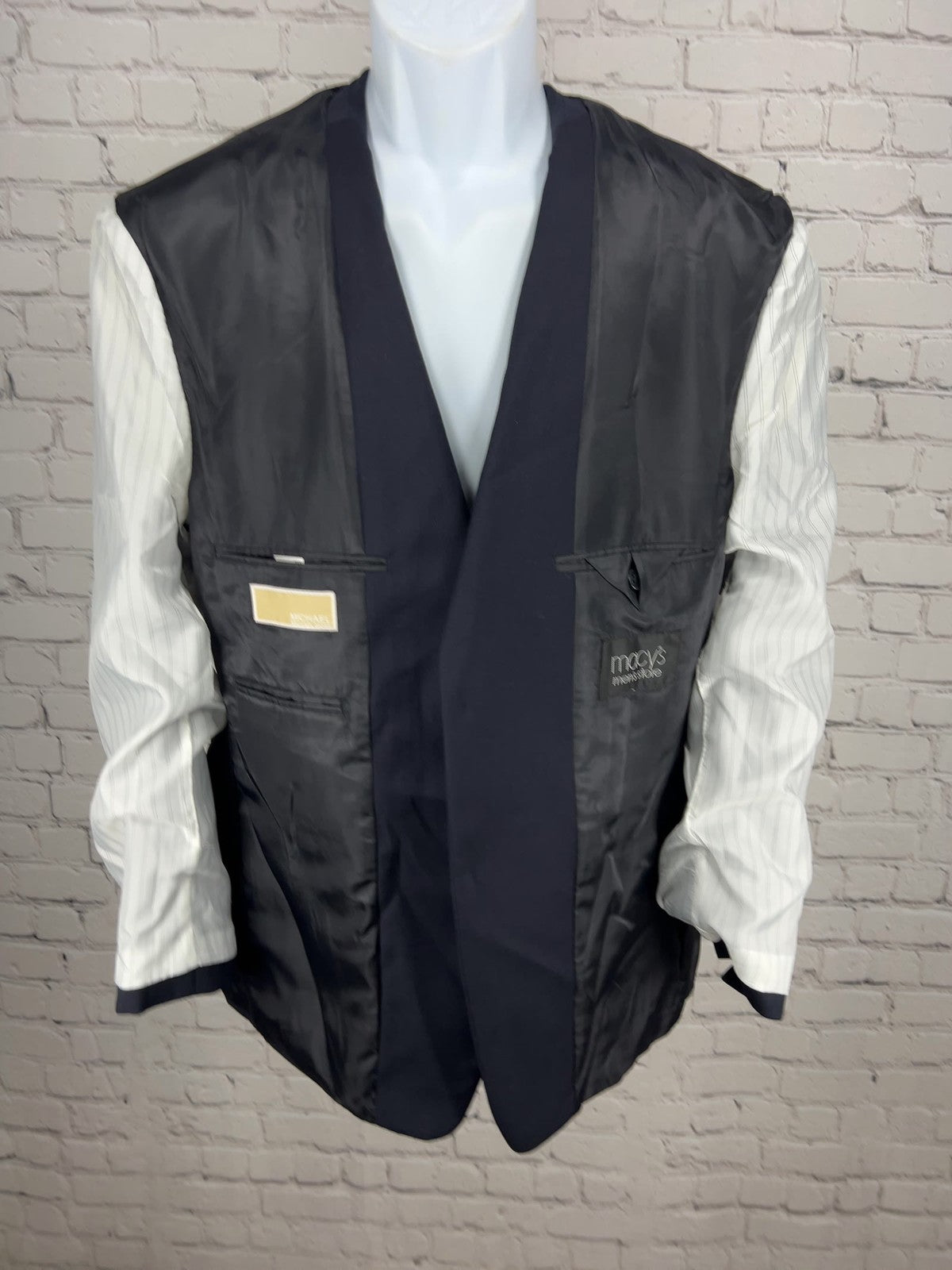 Michael Kors Navy Wool Blend 2 Button Silver Crest Blazer Sport Coat 40S