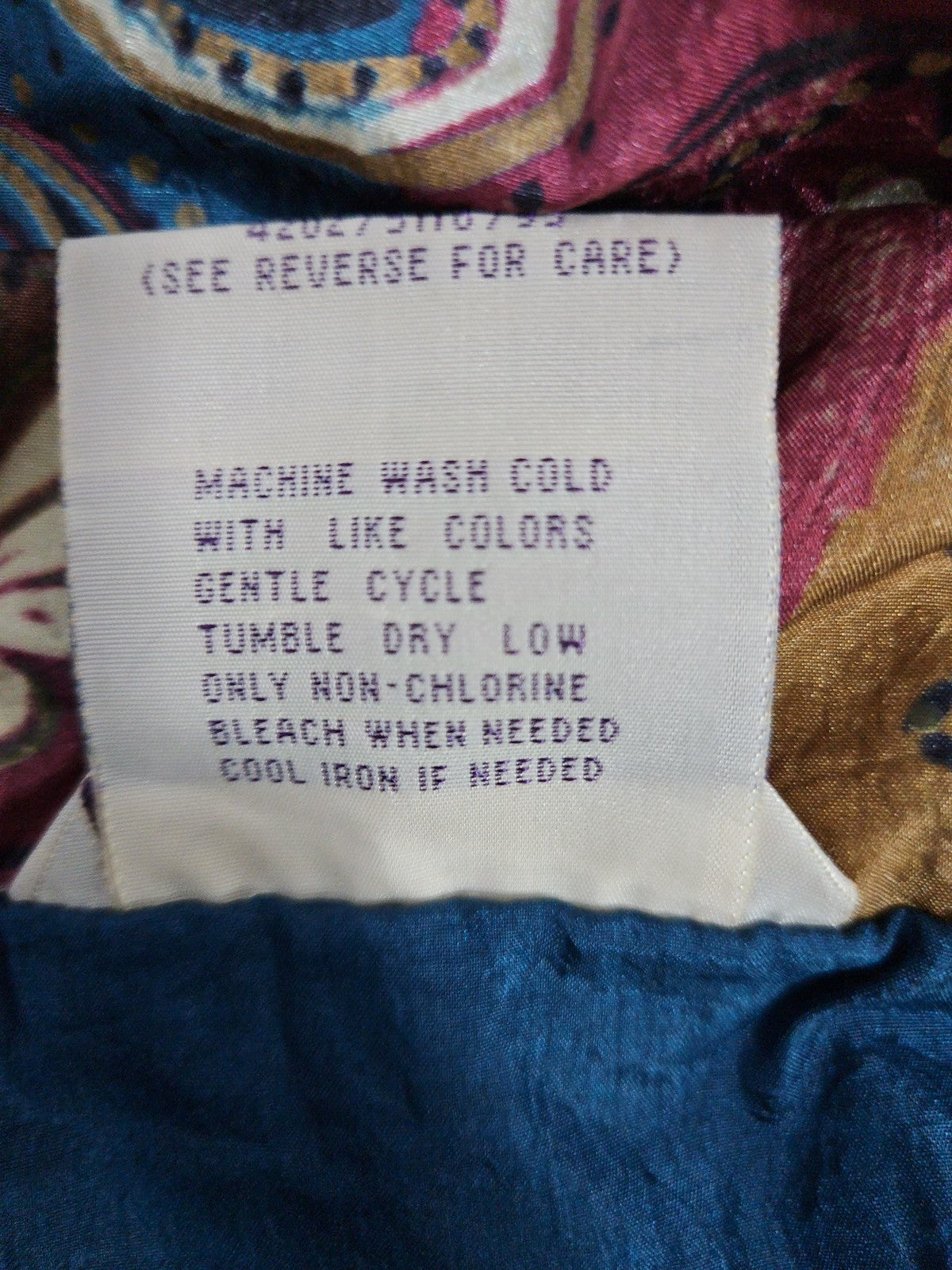 VTG Westside Connection Reversible Teal Paisley Nylon Windbreaker Jacket L