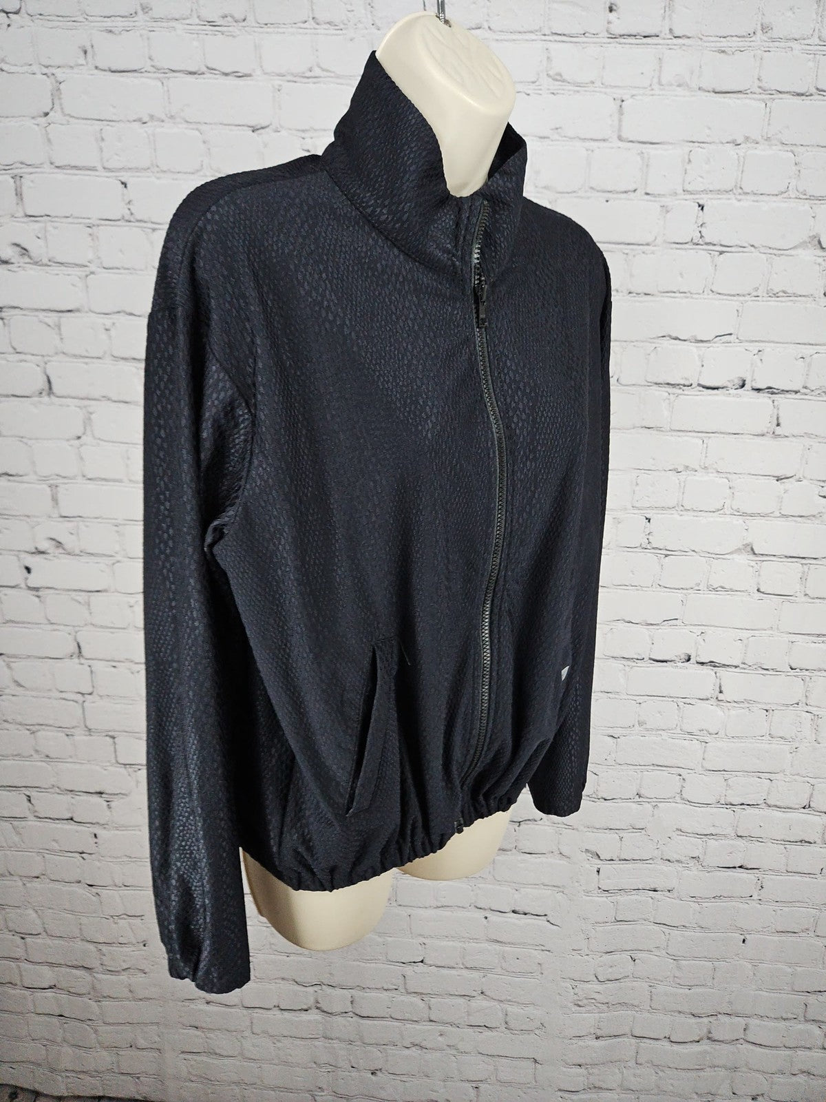 Foray Golf Black Textured Full Zip Stand Collar Jacket Women's S