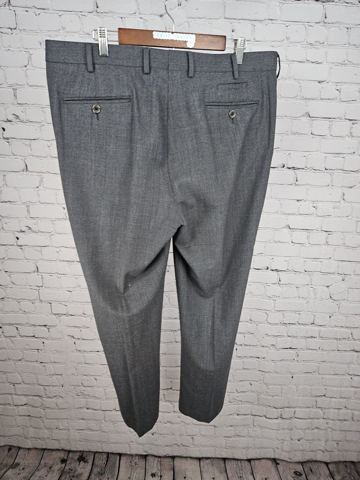 Hart Schaffner Marx Gray Wool Blend Flat Front Dress Pants 38 (39X30)