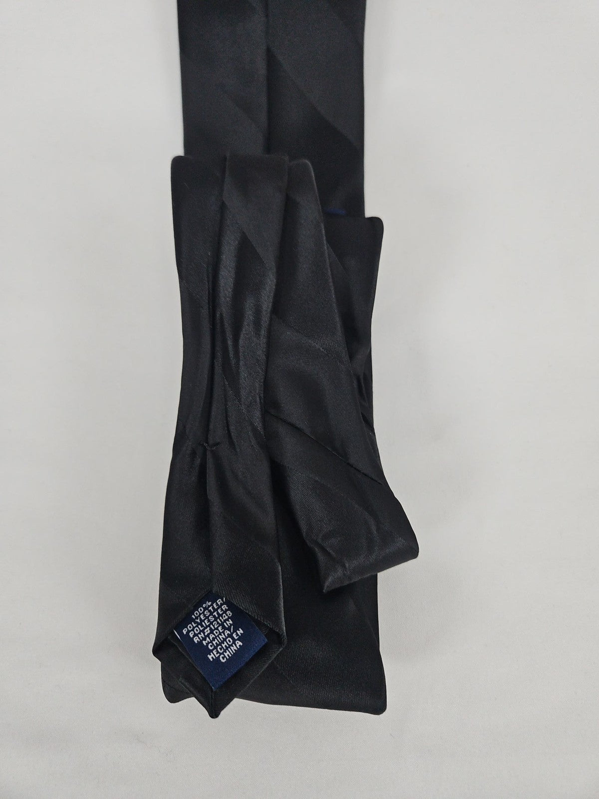 Stafford Black Tonal Striped Satin Polyester Men's Necktie One Size
