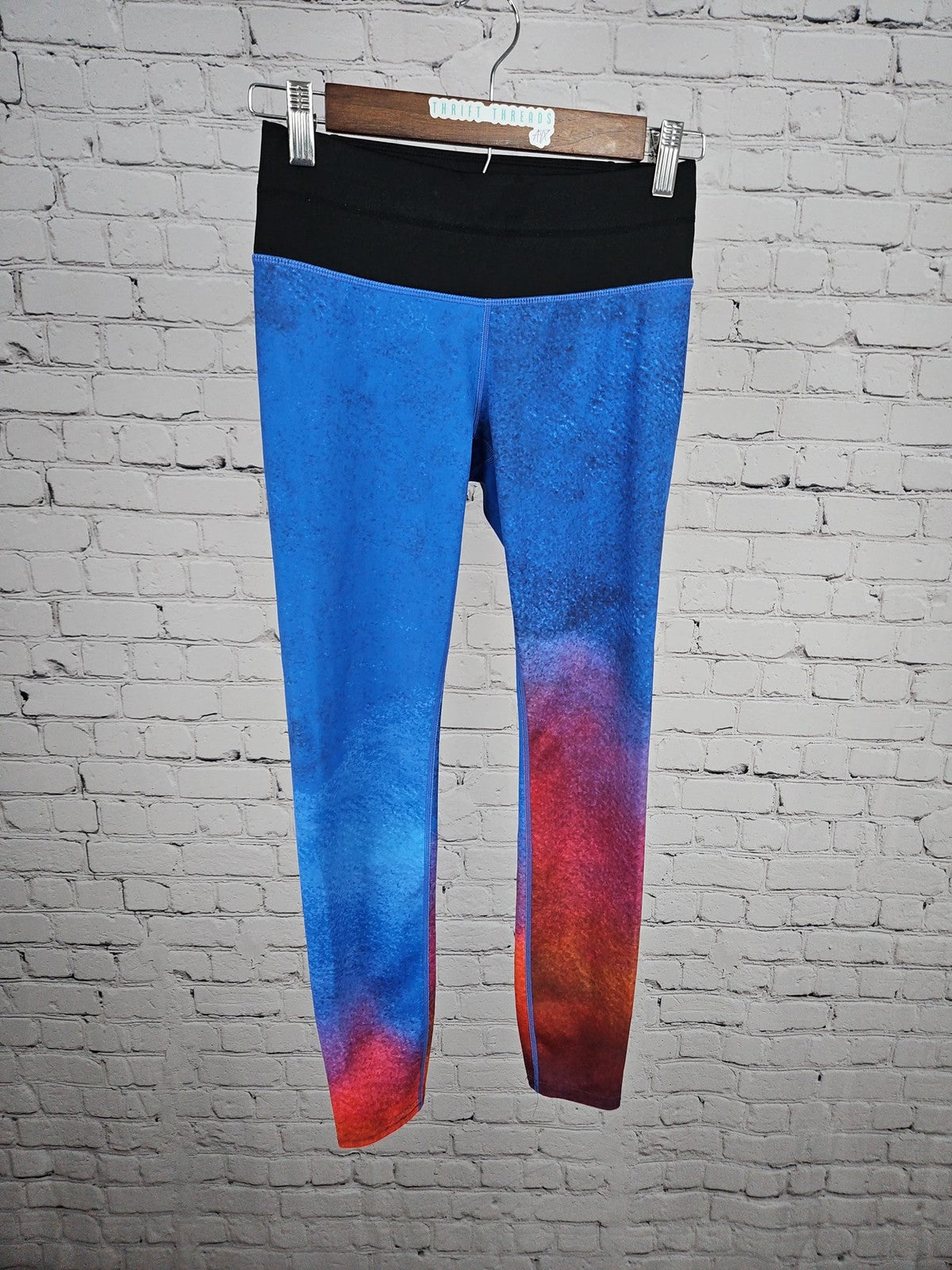 Athleta Blue Red Ombre Zip Pocket Running Leggings Women's XS