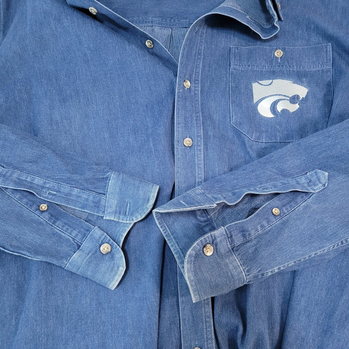 Kansas State Wildcats Creekwood Blue Cotton Button Down Shirt USA Made Size 2XT