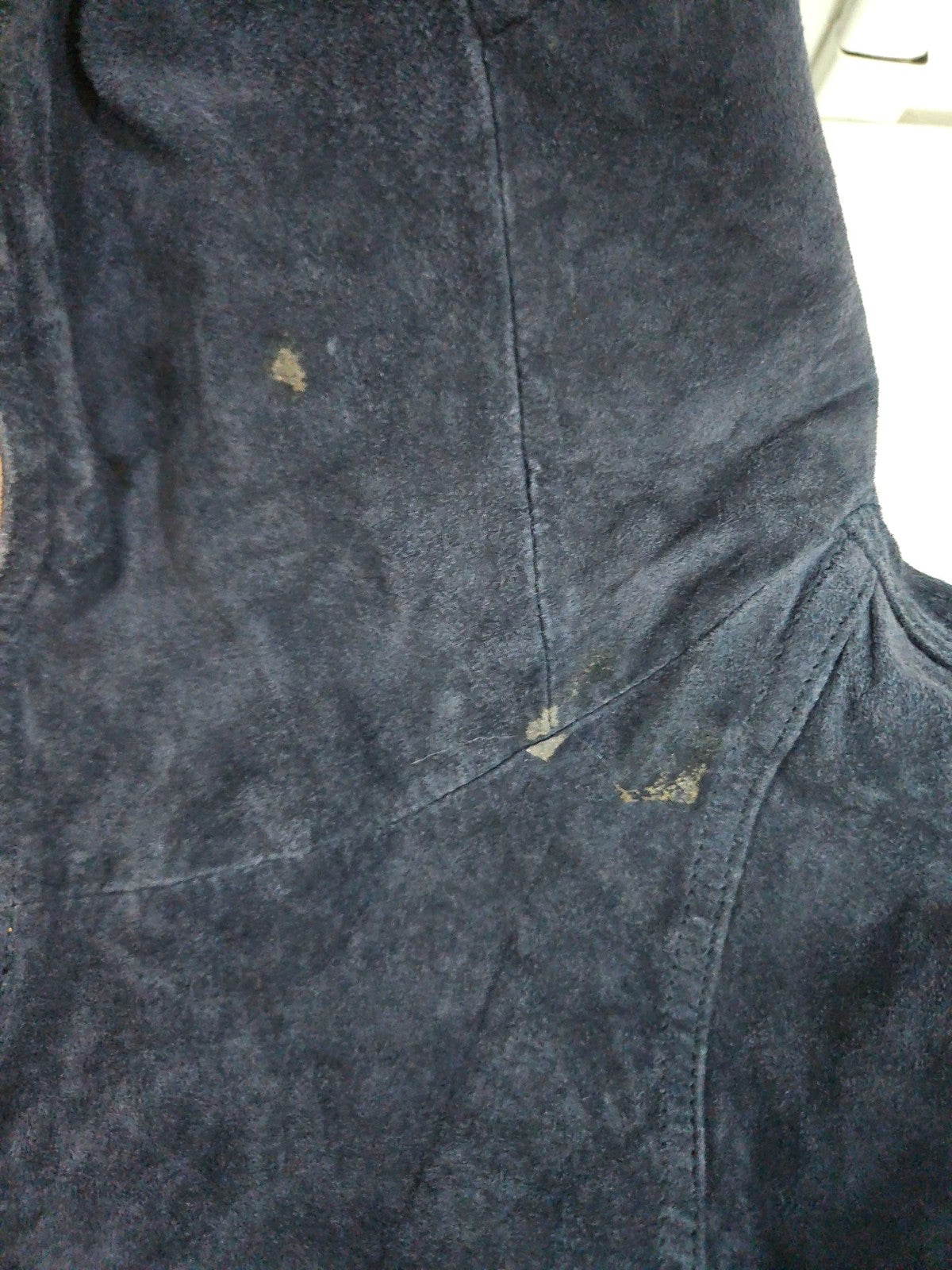 VTG BB Dakota Navy Suede Leather Hooded Drawstring Parka Jacket Womens M