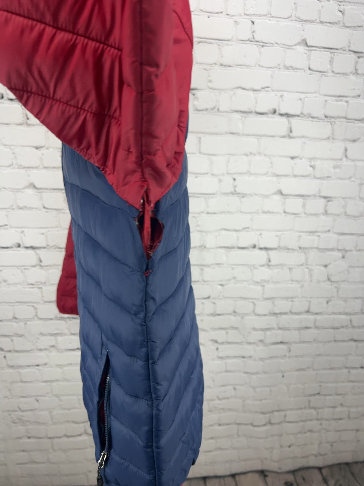 SwissTech Red Navy Colorblock Packable Puffer Jacket Men's M