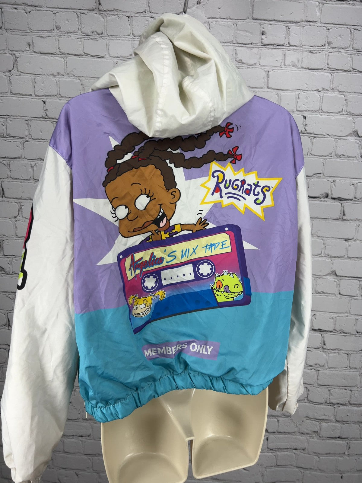 Members Only Nickelodeon Rugrats Cropped Half Zip Windbreaker Jacket L