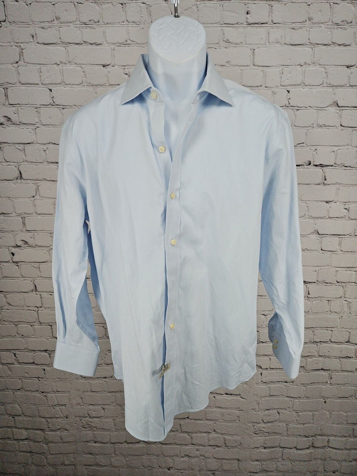 Brooks Brothers Thomas Mason Light Blue Cotton Regular Fit Dress Shirt 15.5 33