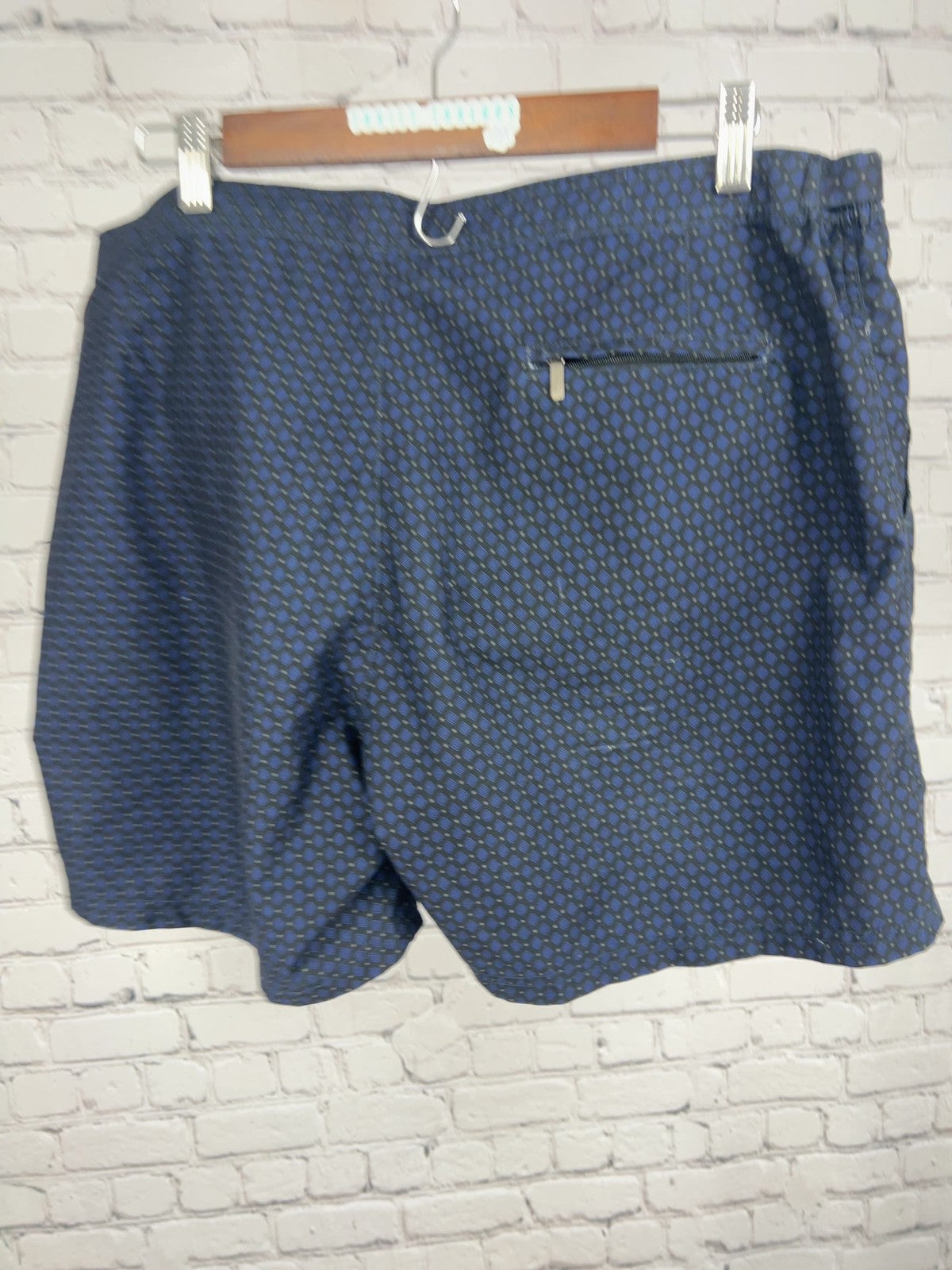 Hugo Boss Navy Geometric Print Side Tab Mesh Lined Swim Trunks L (36X5.5)