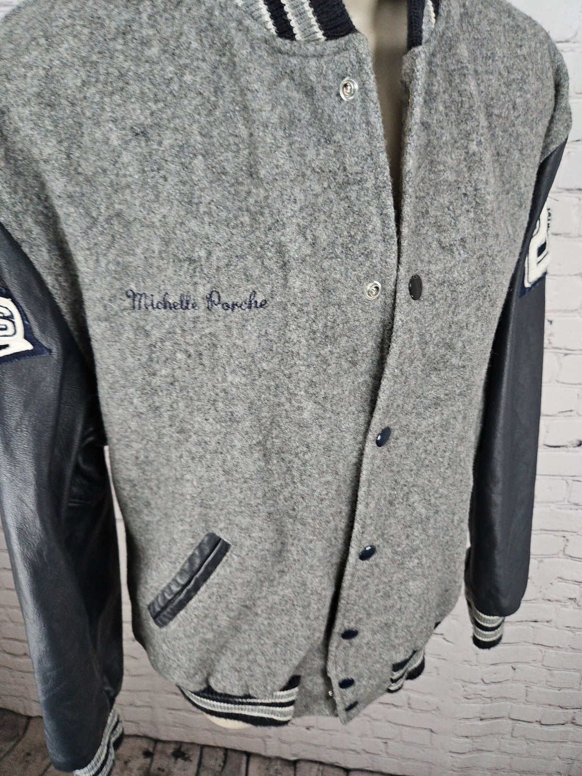 Neff Titans 2006 Gray Navy Wool Leather Varsity Letterman Jacket USA M